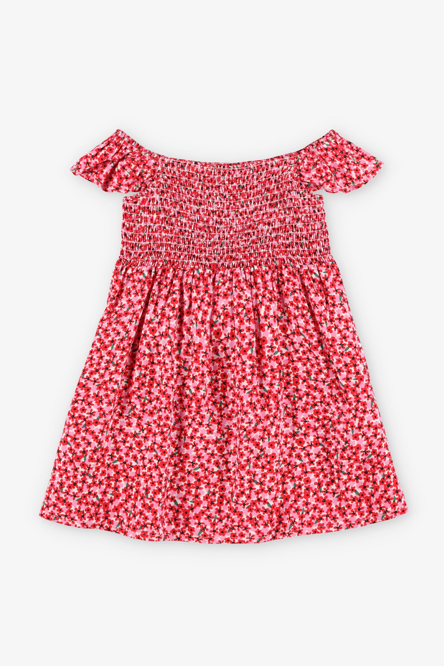 Robe épaules dénudées challis - Bébé fille && ROUGE/MULTI