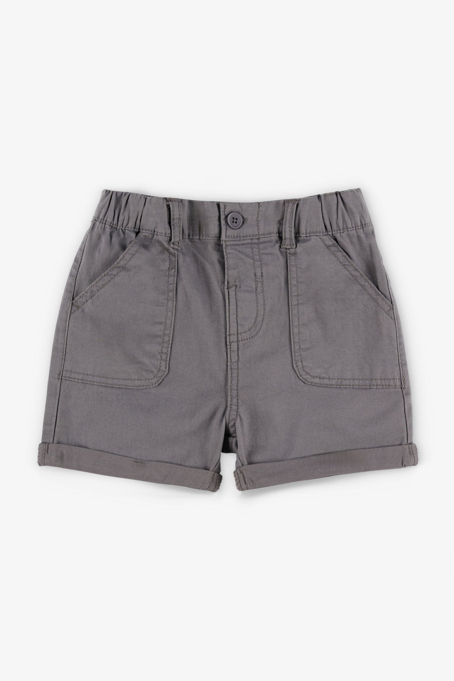 Short taille élastique en twill, 2T-3T - Bébé garçon && GRIS