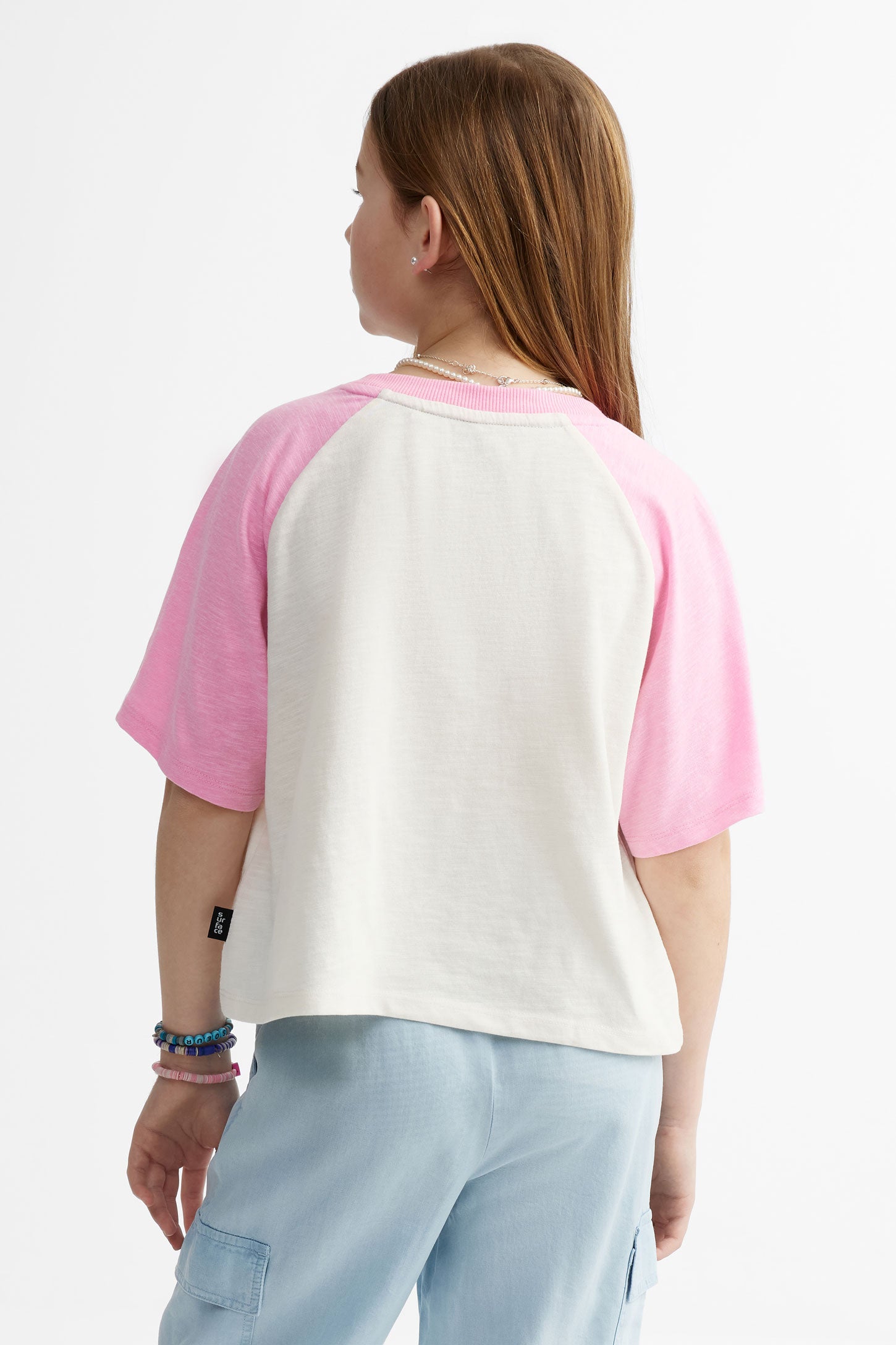 T-shirt col rond coupe ample en coton - Ado fille && ROSE
