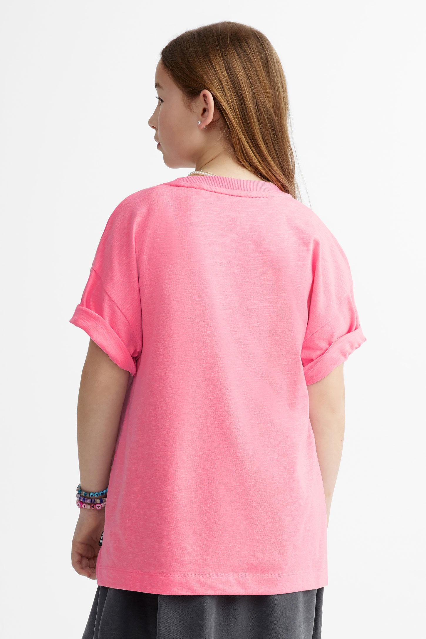 T-shirt long imprimé en coton - Ado fille && ROSE