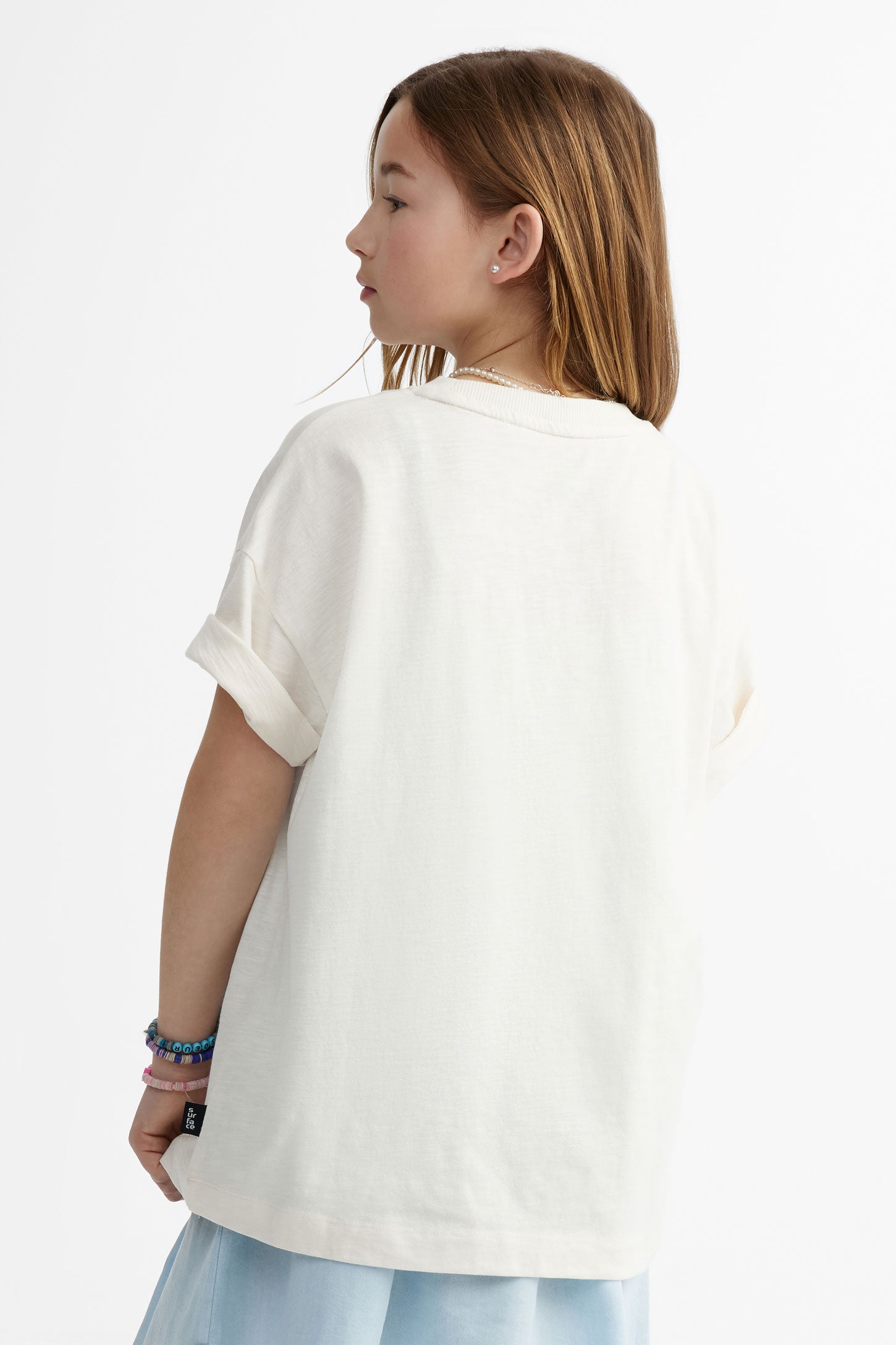 T-shirt long imprimé en coton - Ado fille && IVOIRE