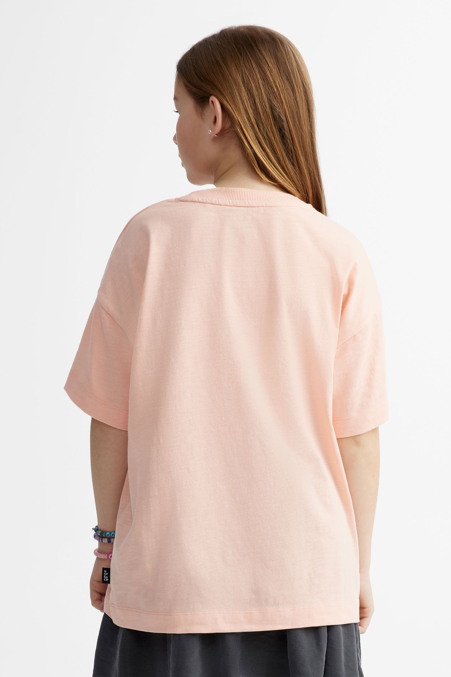 T-shirt long imprimé en coton - Ado fille && ORANGE