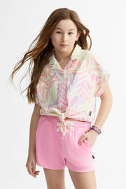 Chemise manches courtes nouée - Ado fille && IVOIRE/MULTI