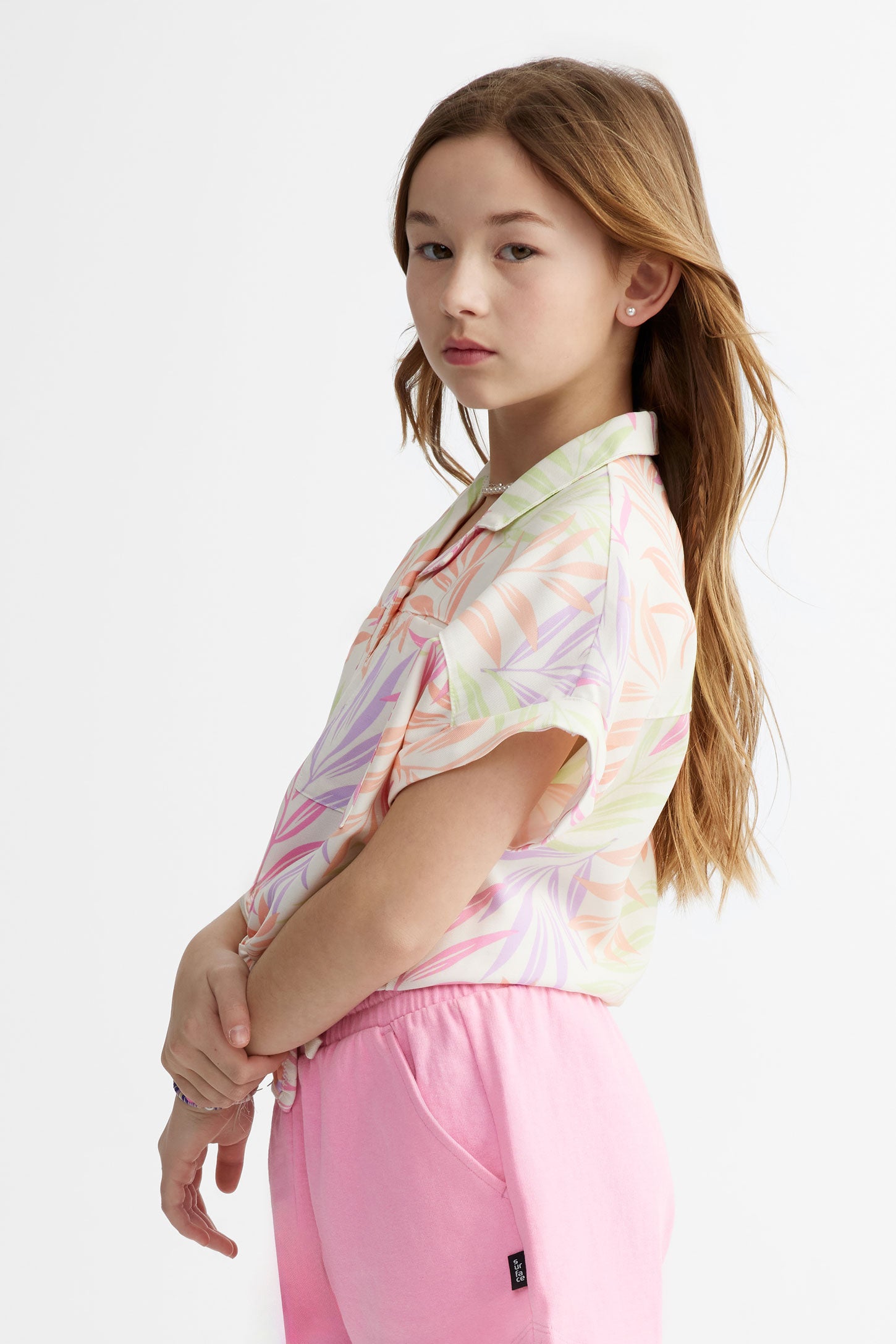 Chemise manches courtes nouée - Ado fille && IVOIRE/MULTI