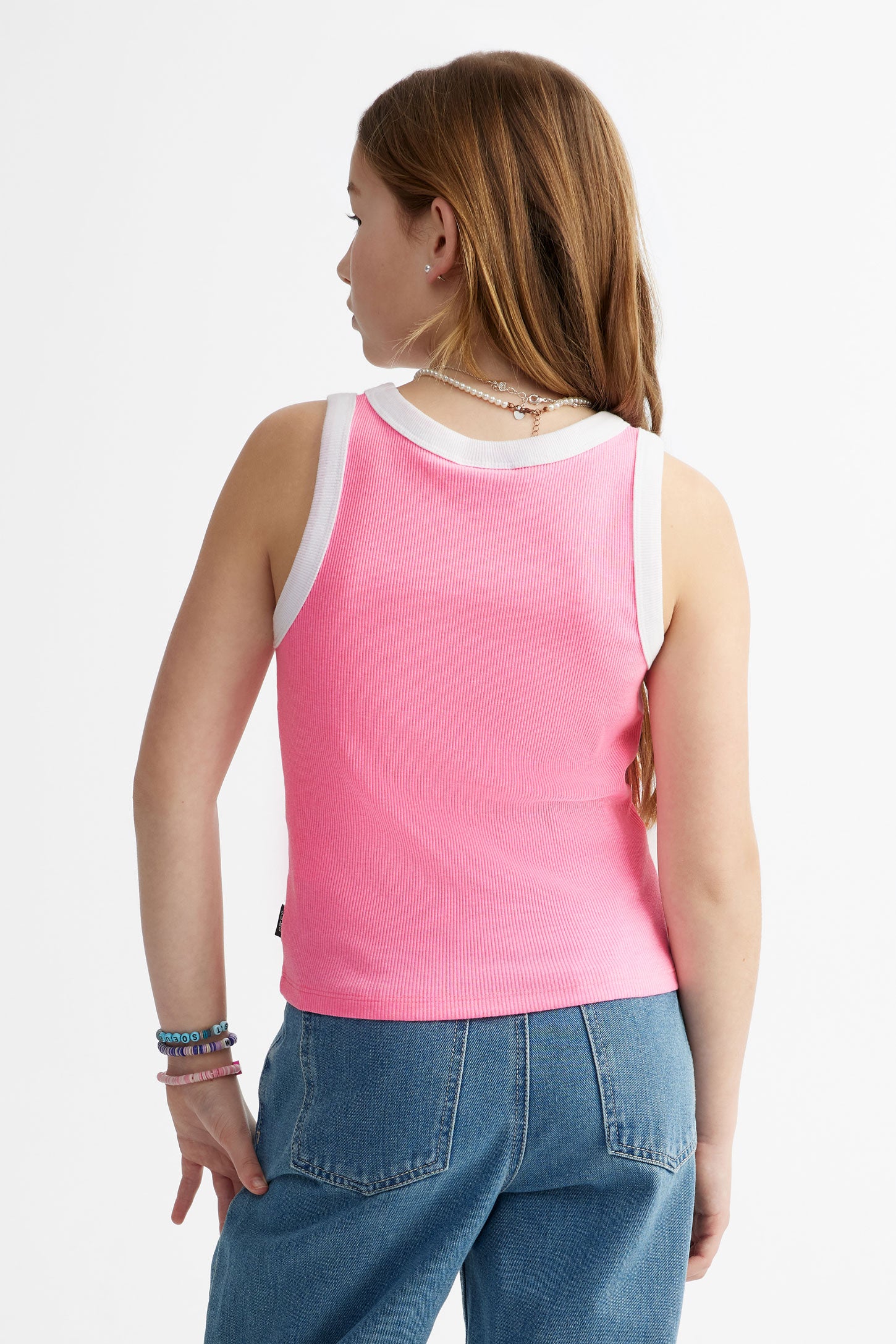 Camisole côtelée en coton - Ado fille && ROSE