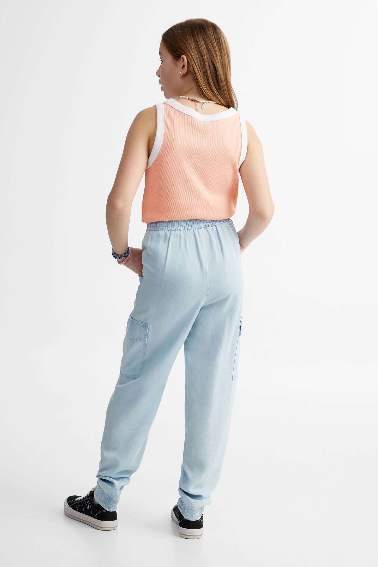 Pantalon cargo en lyocell - Ado fille && BLEU PALE