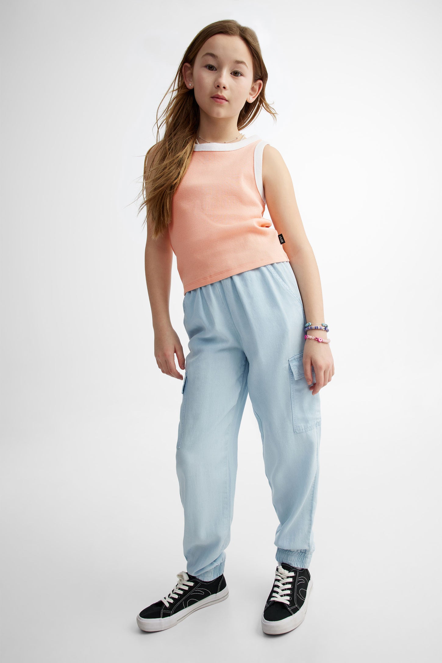 Pantalon cargo en lyocell - Ado fille && BLEU PALE