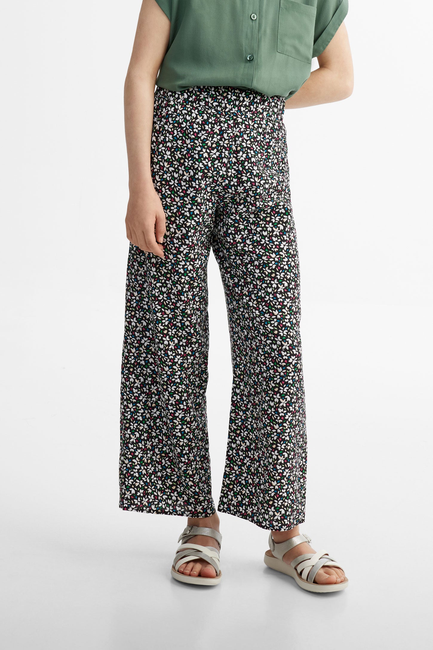 Pantalon Palazzo imprimé floral challis - Ado fille && NOIR/MULTI