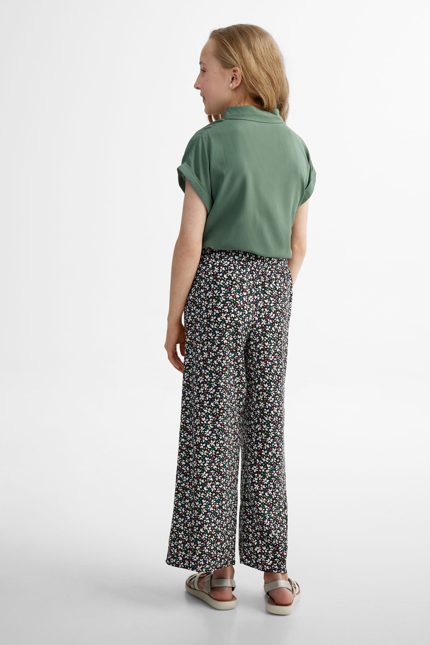 Pantalon Palazzo imprimé floral challis - Ado fille && NOIR/MULTI