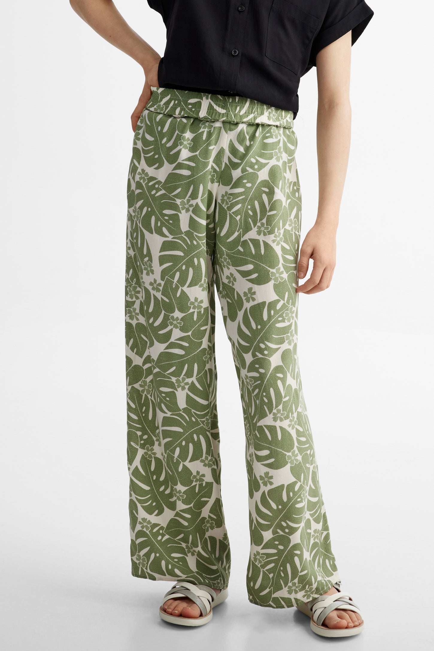 Pantalon Palazzo imprimé floral challis - Ado fille && VERT/MULTI