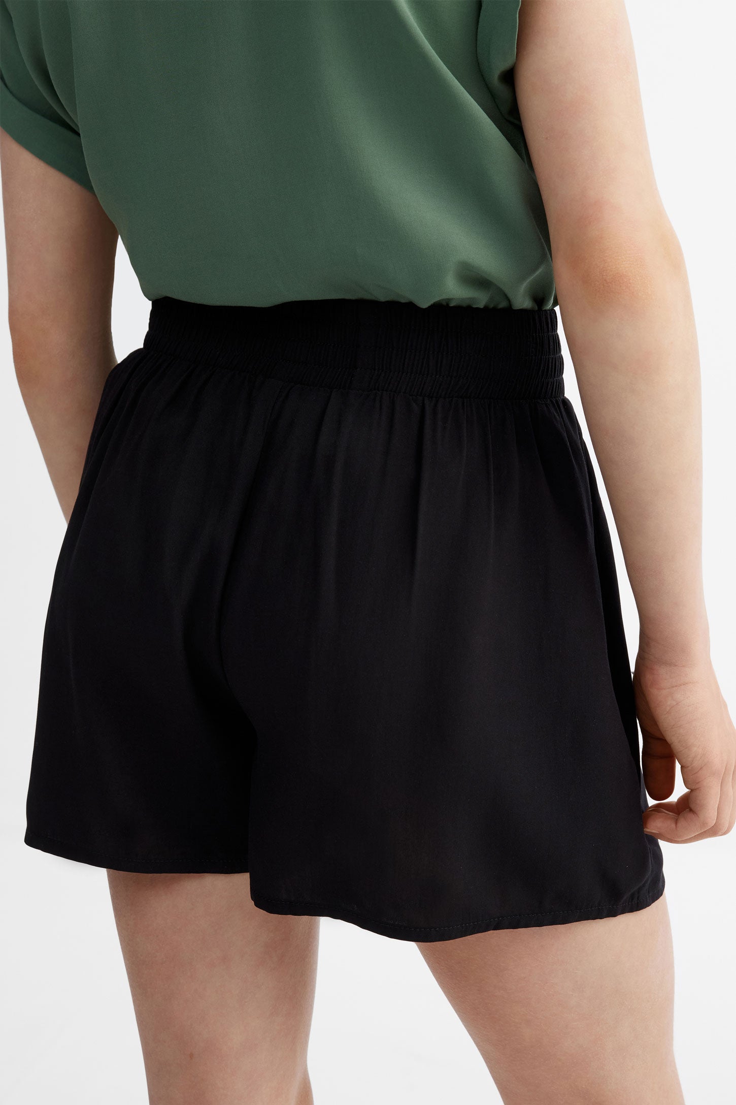 Short évasé challis - Ado fille && NOIR