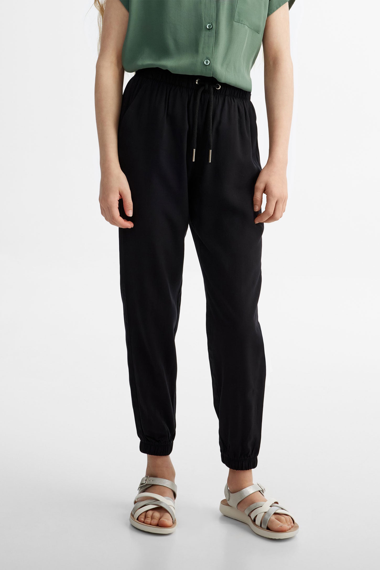 Pantalon jogger en challis - Ado fille && NOIR