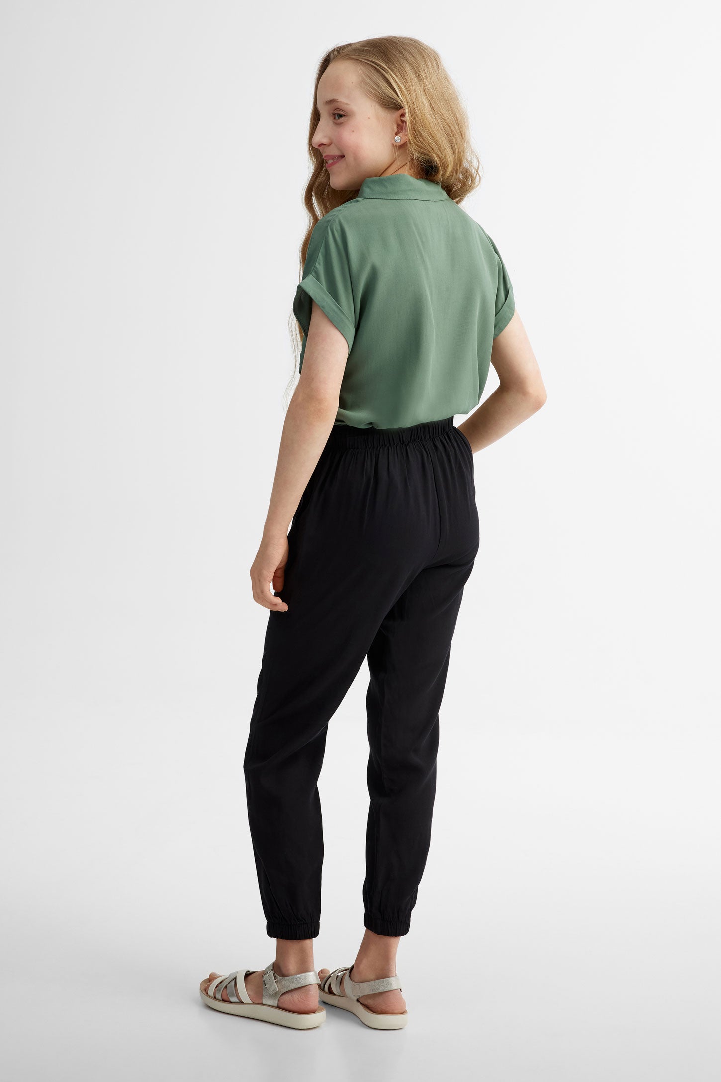 Pantalon jogger en challis - Ado fille && NOIR