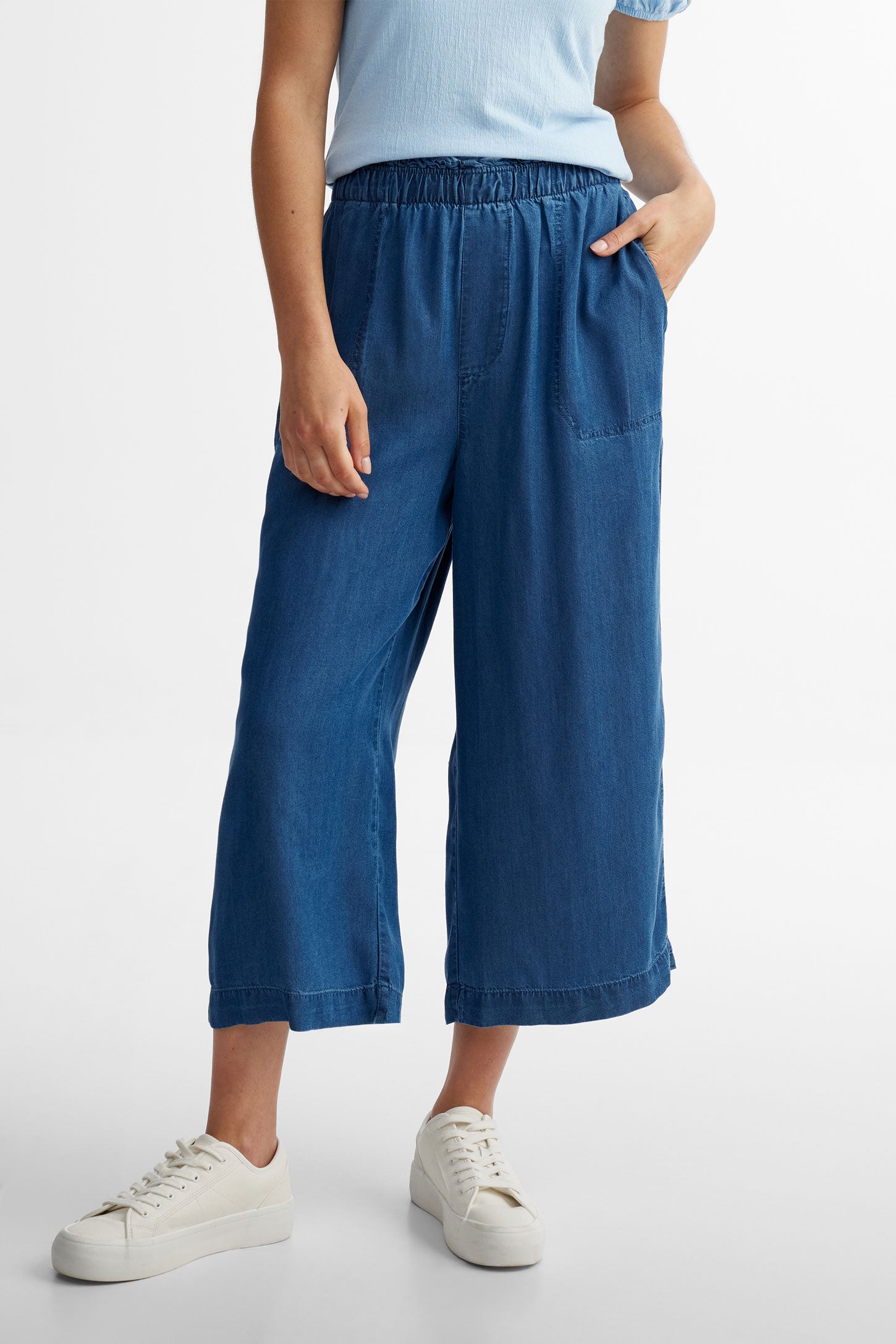 Pantalon jambe large en lyocell - Femme && DENIM