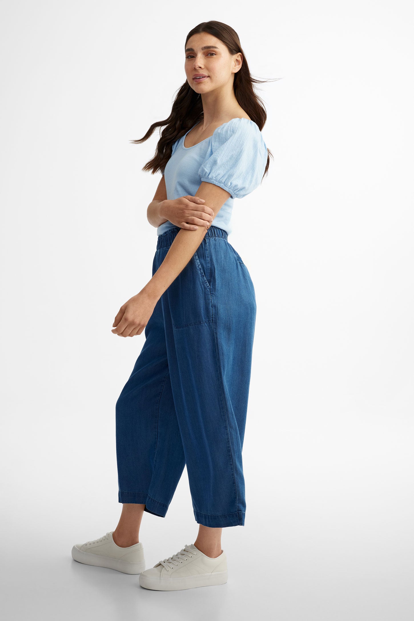 Pantalon jambe large en lyocell - Femme && DENIM