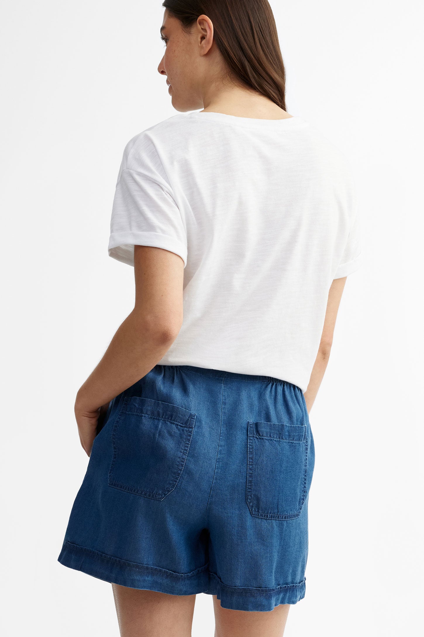 Short taille élastique en Lyocell - Femme && DENIM