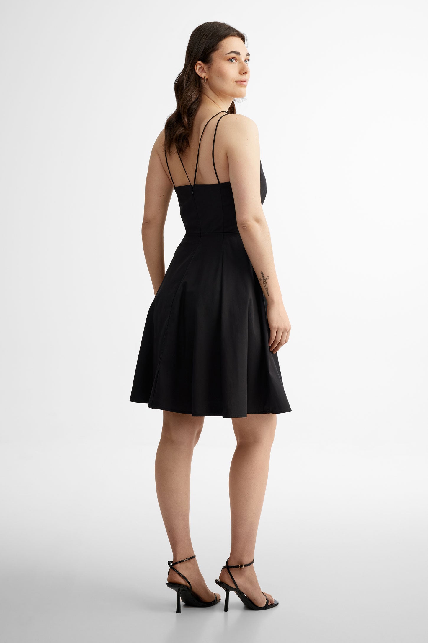 Robe bretelles fines doubles coton - Femme && NOIR