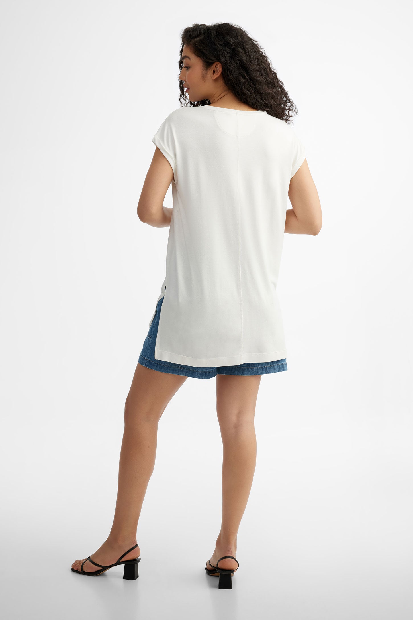 T-shirt col rond manches courtes dolman - Femme && BLANC
