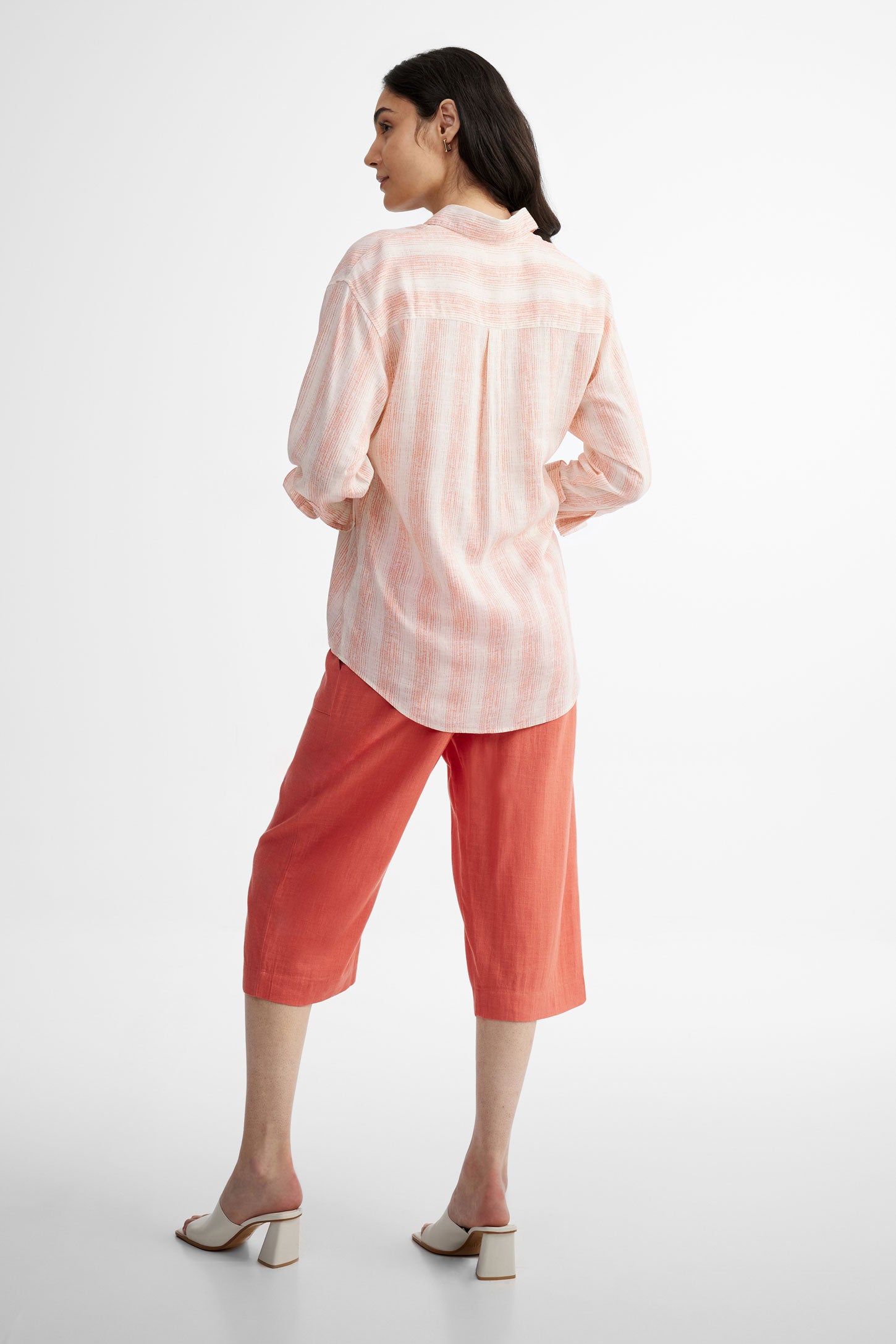 Chemisier rayé lin - Femme && ROUGE/MULTI