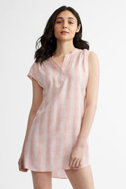 Robe manches courtes dolman lin - Femme && ROUGE/MULTI