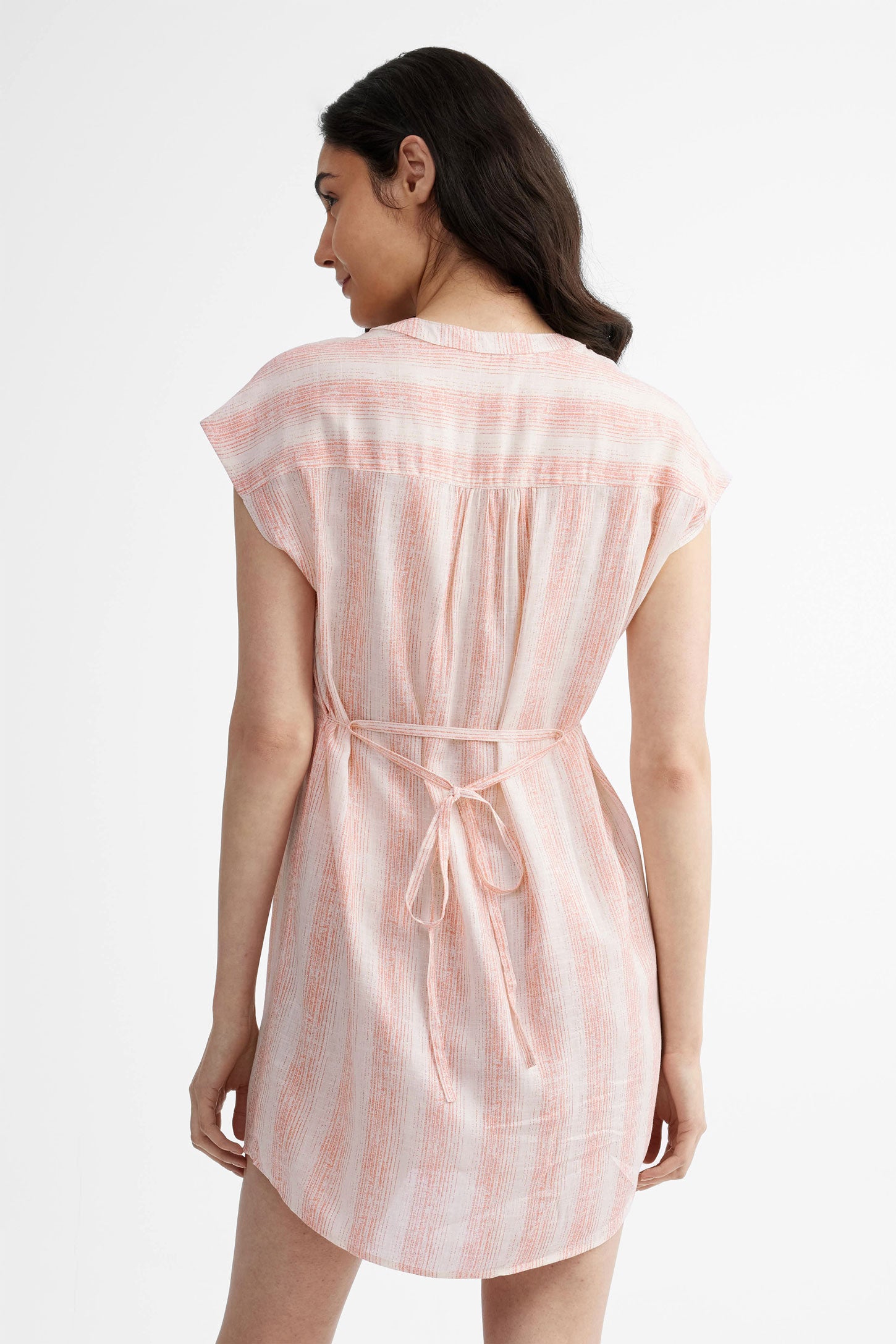 Robe manches courtes dolman lin - Femme && ROUGE/MULTI