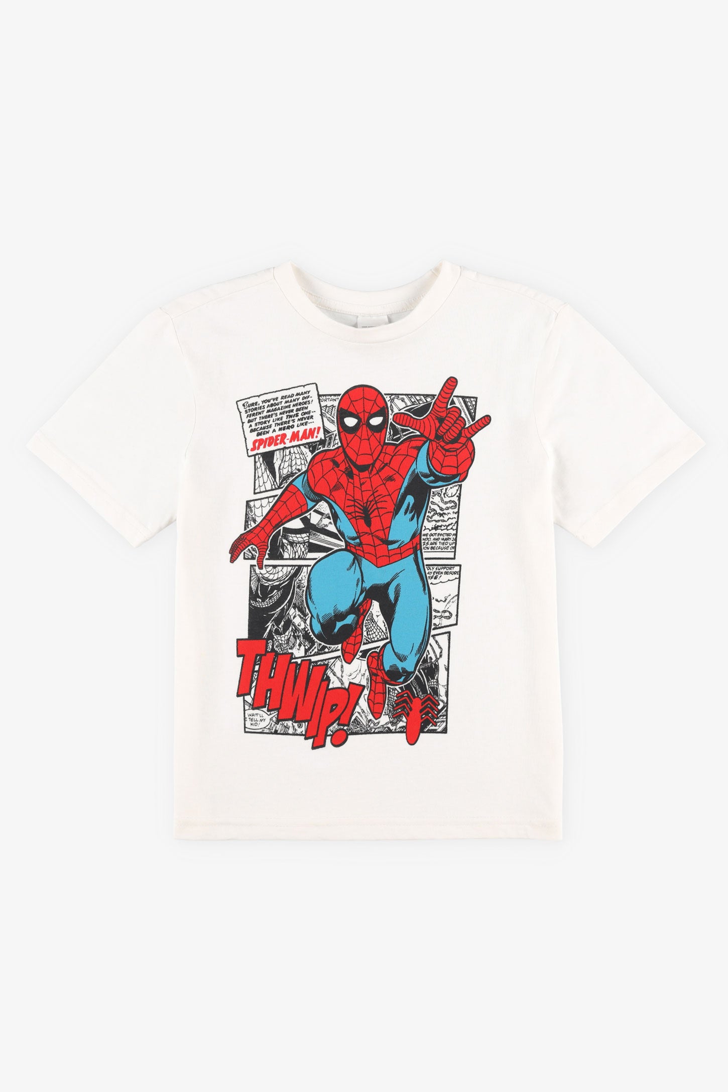 T-shirt col rond Spiderman - Enfant garçon && BLANC