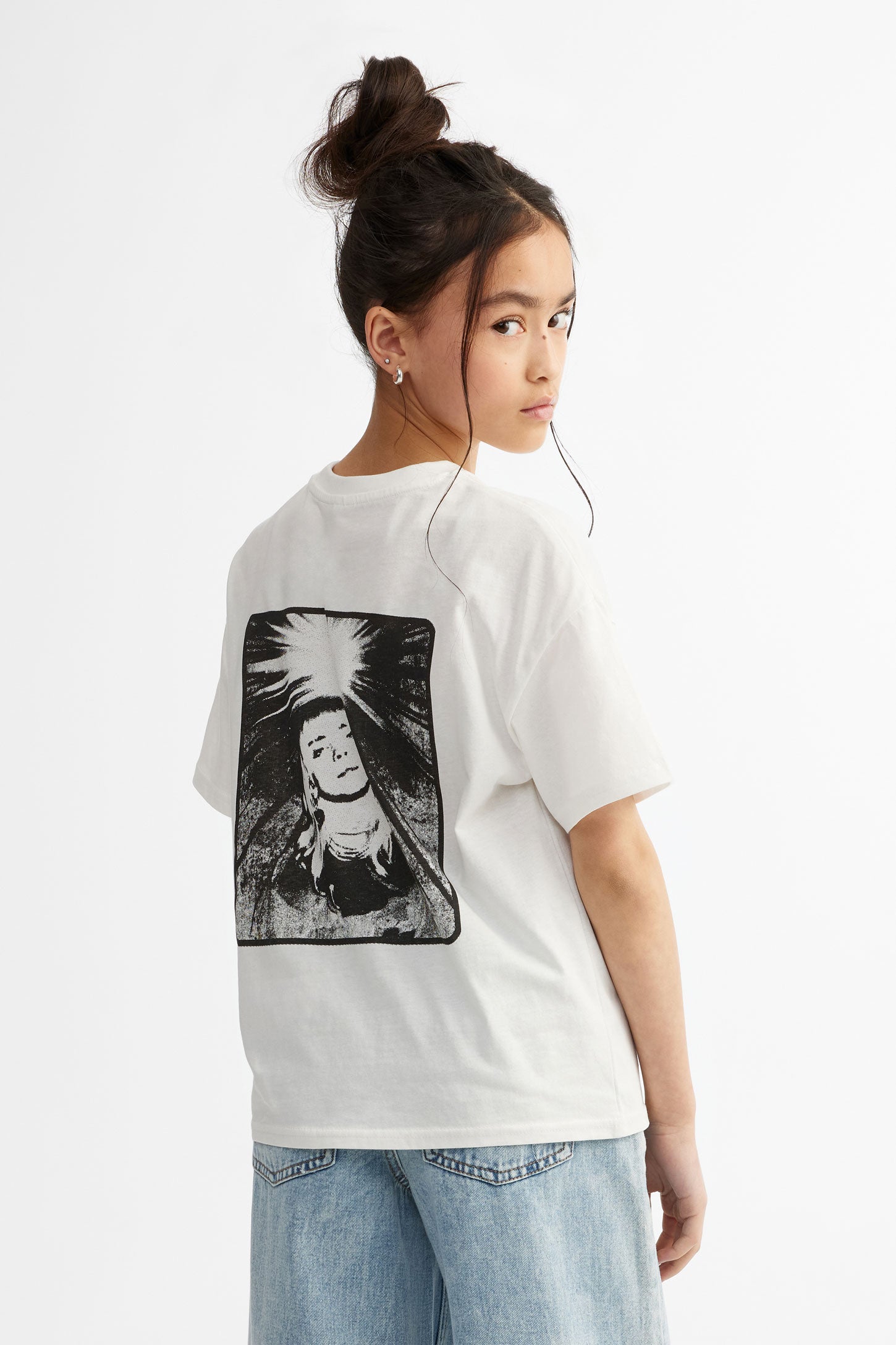 T-shirt col rond imprimé Billie Eilish - Ado fille && BLANC MULTI