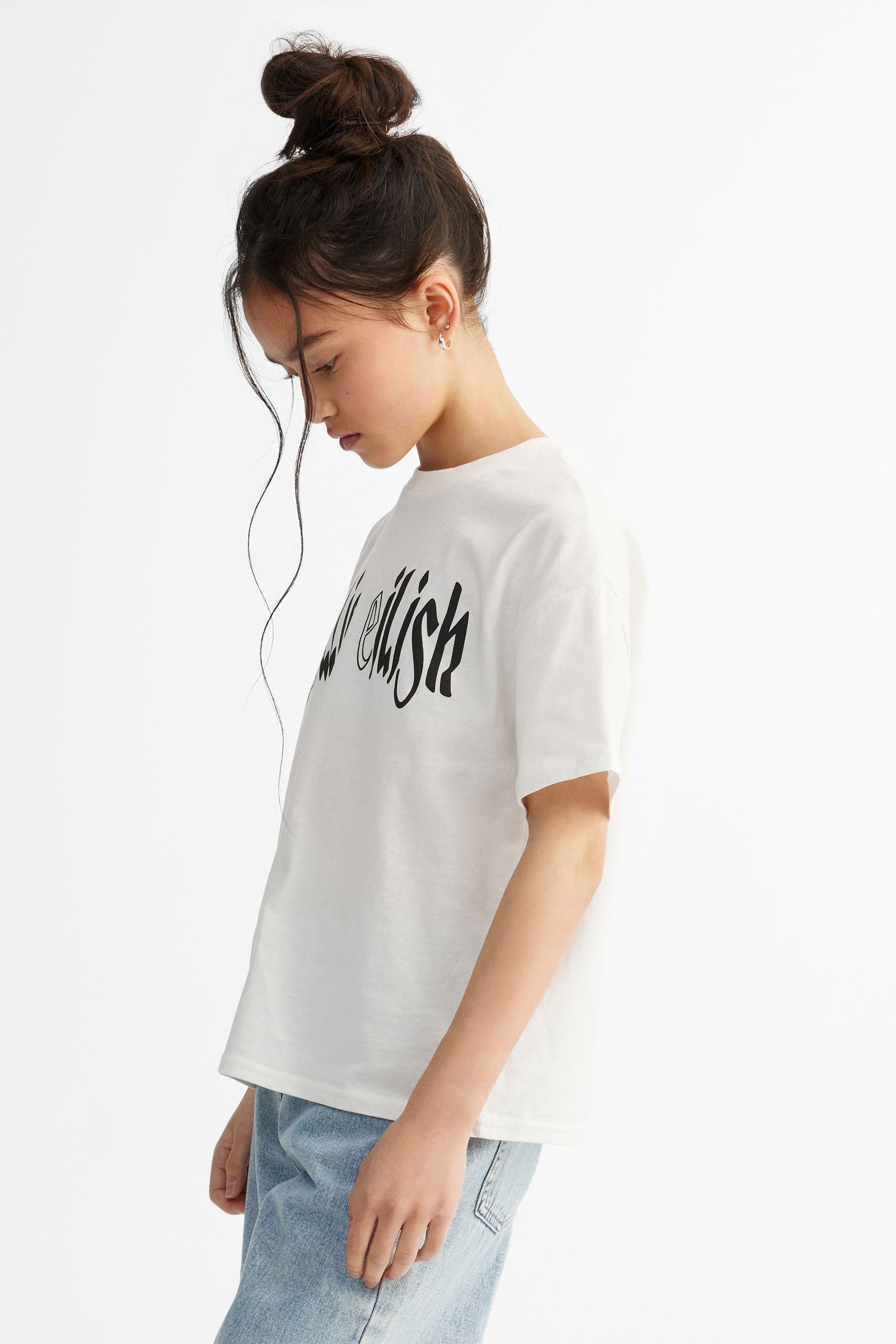 T-shirt col rond imprimé Billie Eilish - Ado fille && BLANC MULTI