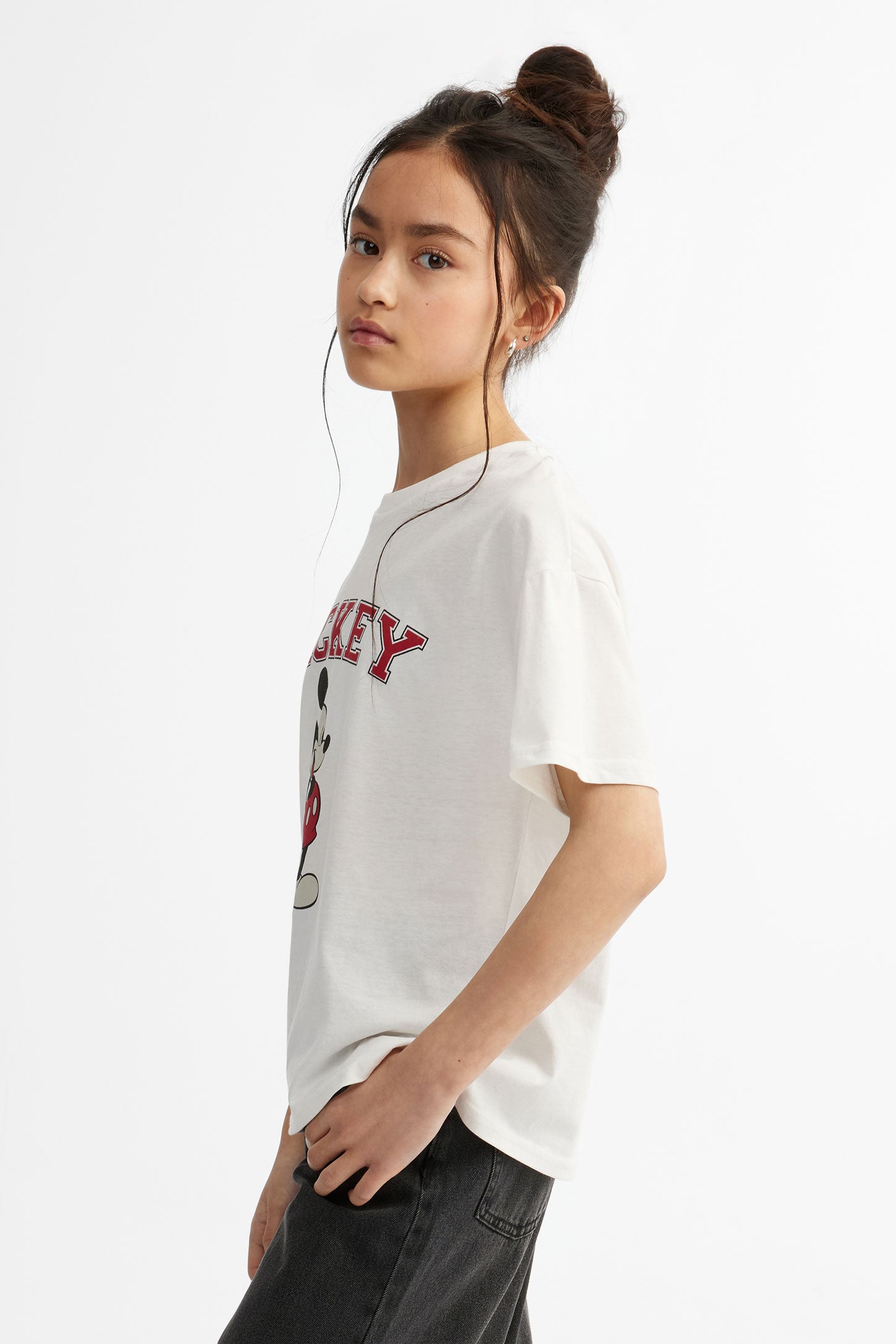 T-shirt col rond imprimé Mickey - Ado fille && BLANC MULTI