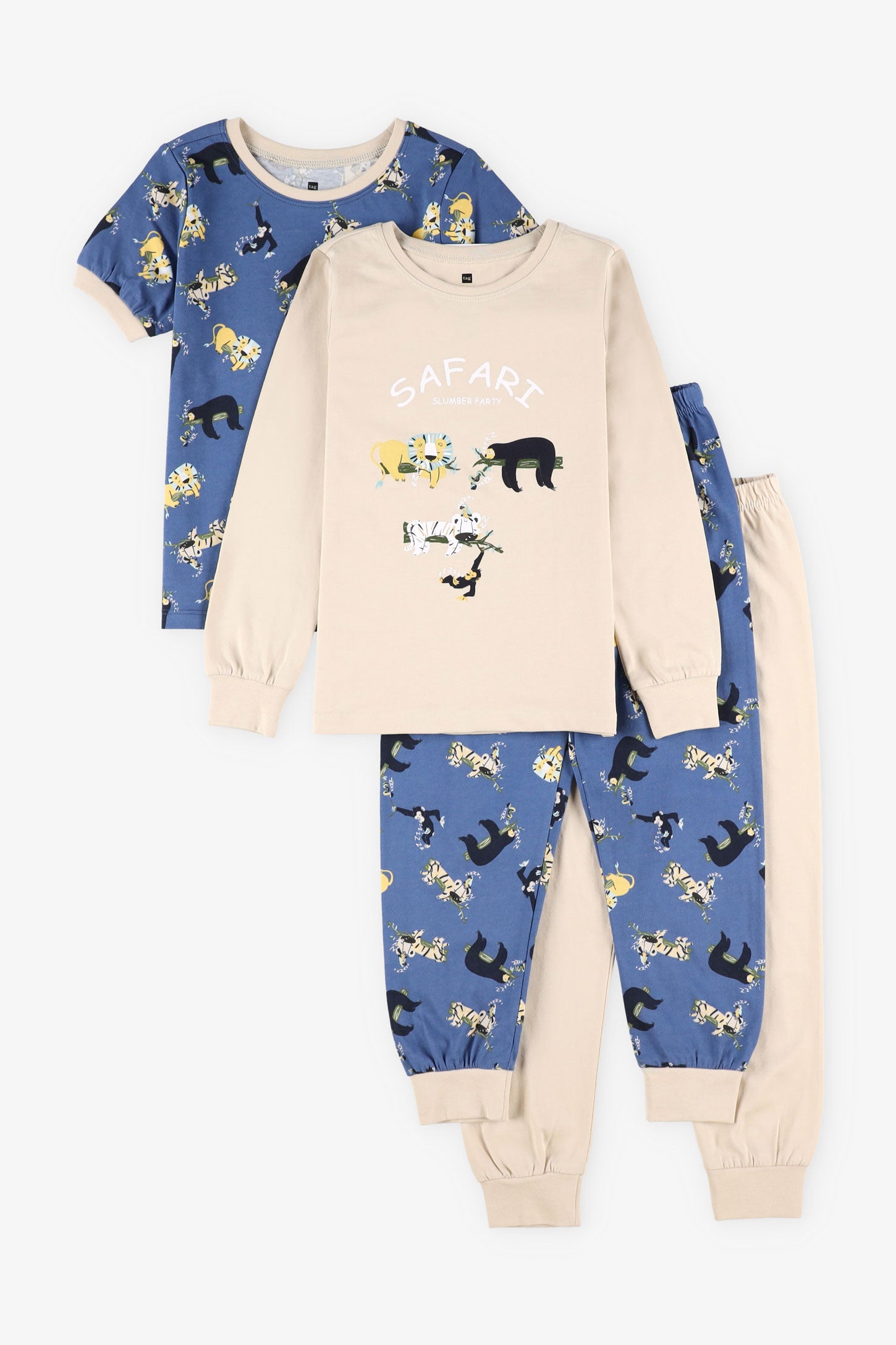 Lot de 2 pyjamas 2-pièces en coton – Enfant garçon && BEIGE