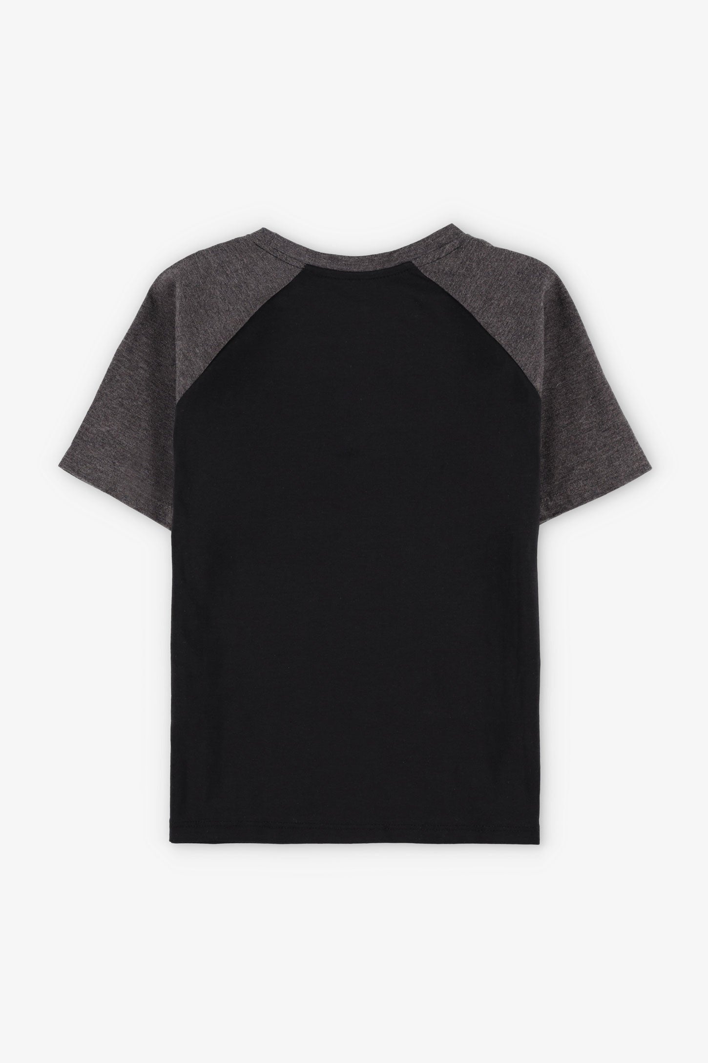 T-shirt col rond imprimé en coton, 2/20$ - Enfant garçon && NOIR