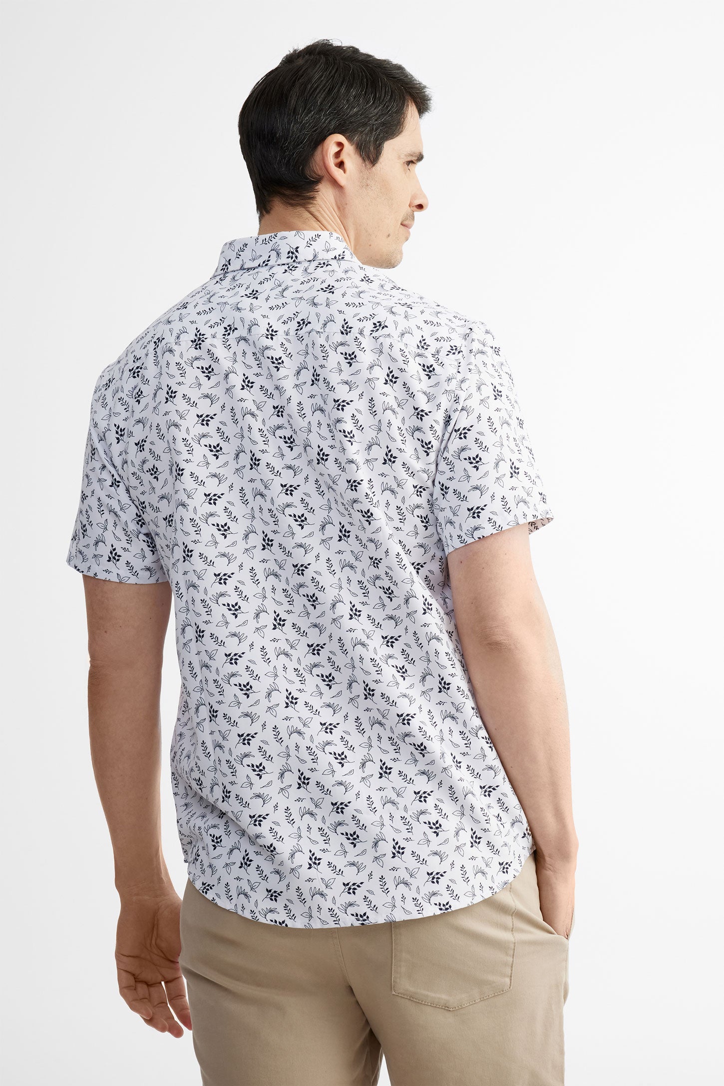 Chemise manches courtes microfibre - Homme && BLANC MULTI