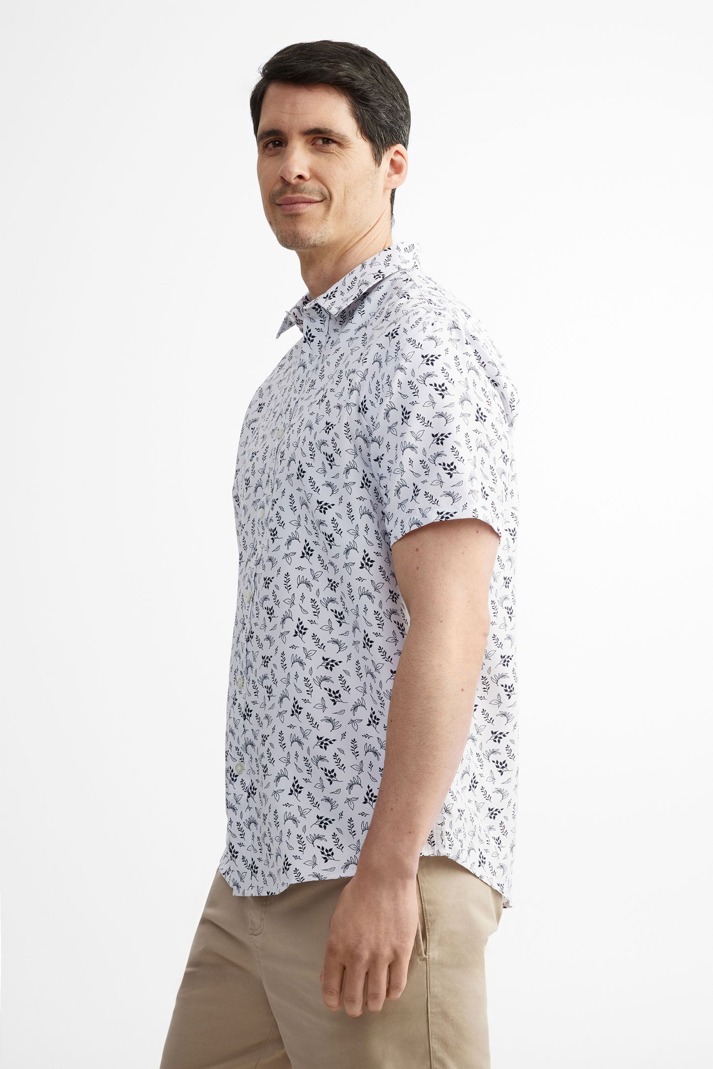 Chemise manches courtes microfibre - Homme && BLANC MULTI