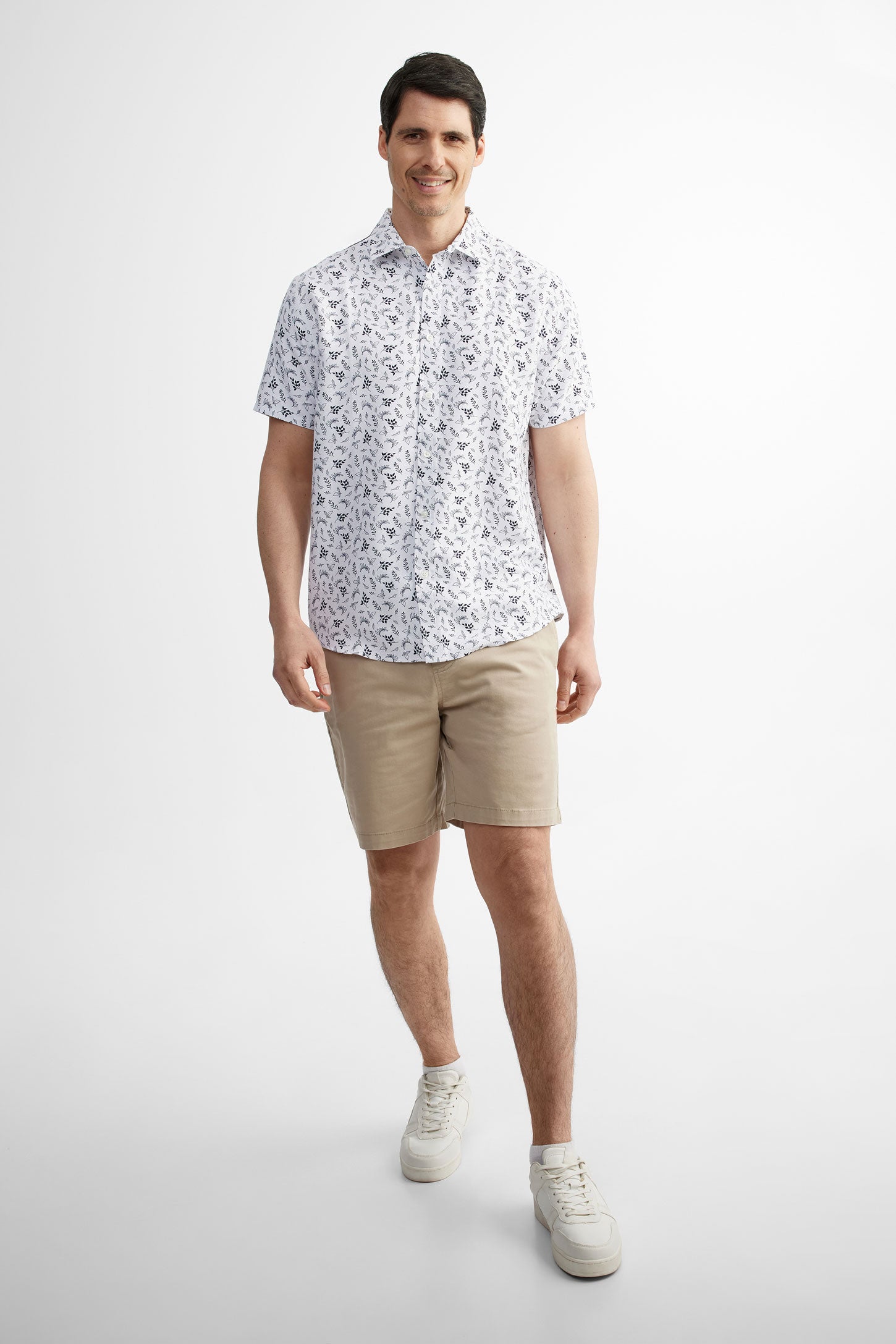 Chemise manches courtes microfibre - Homme && BLANC MULTI