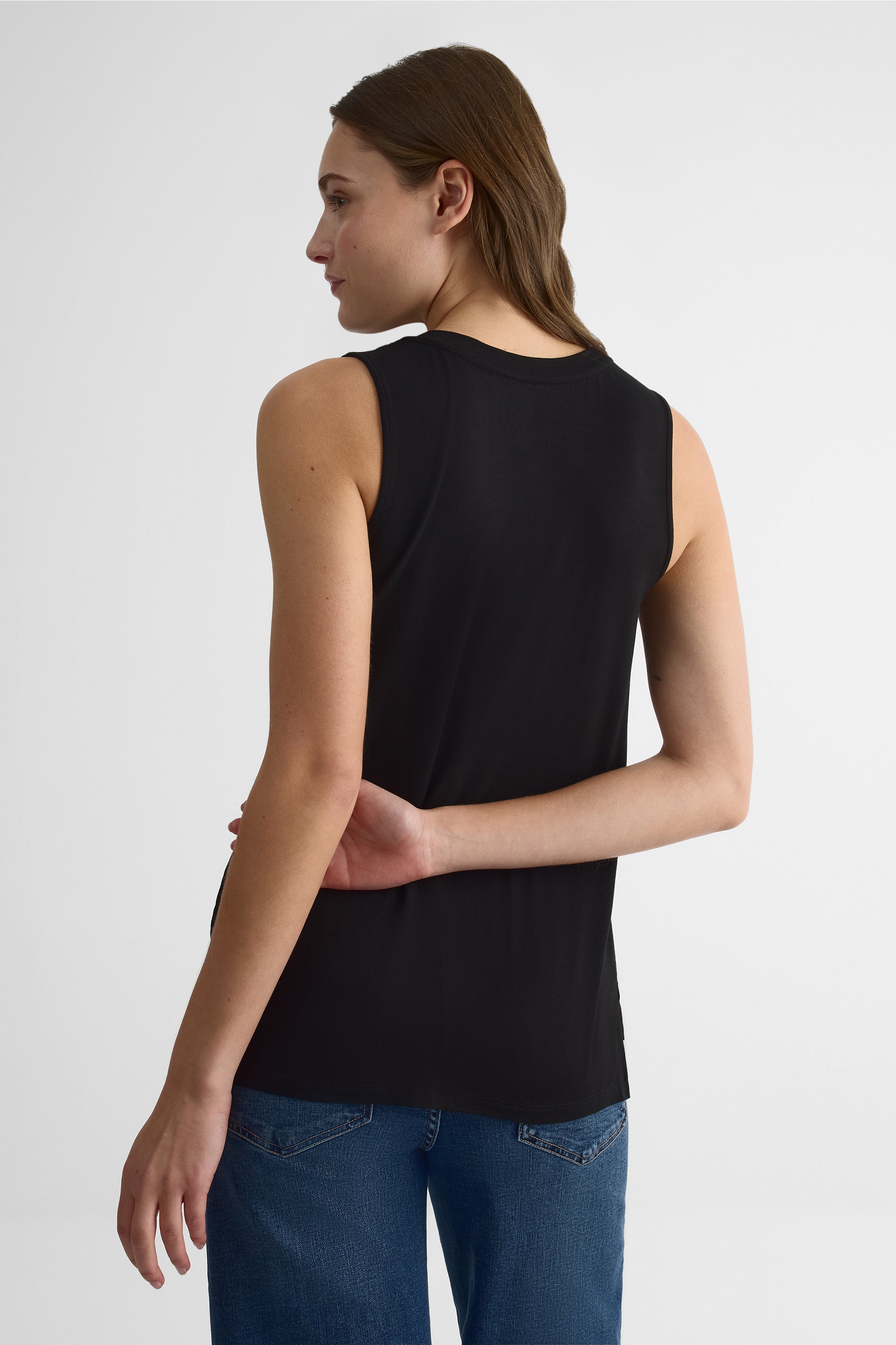 Camisole col V ajustée en stretch - Femme && NOIR