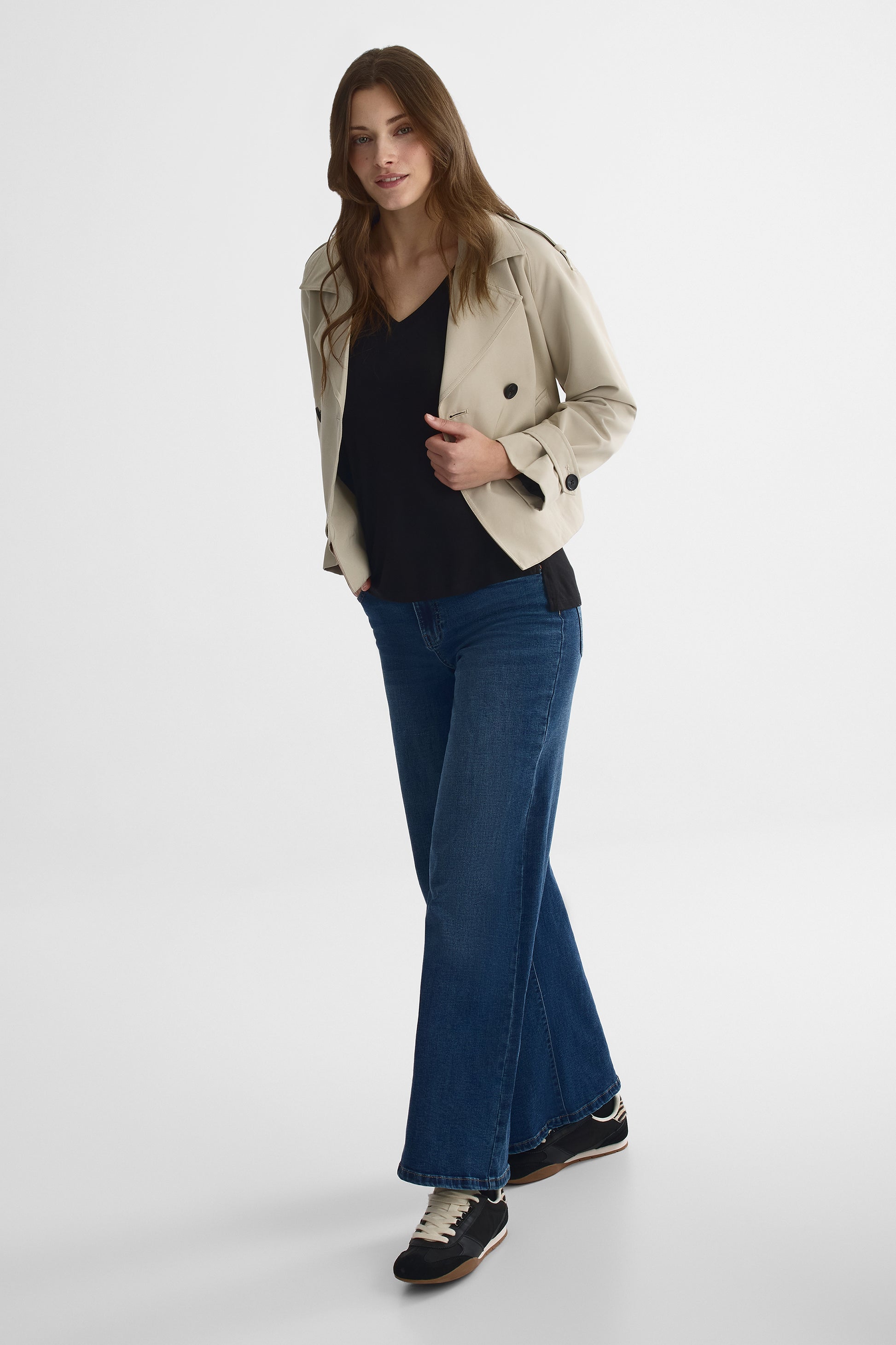 Camisole col V ajustée en stretch - Femme && NOIR