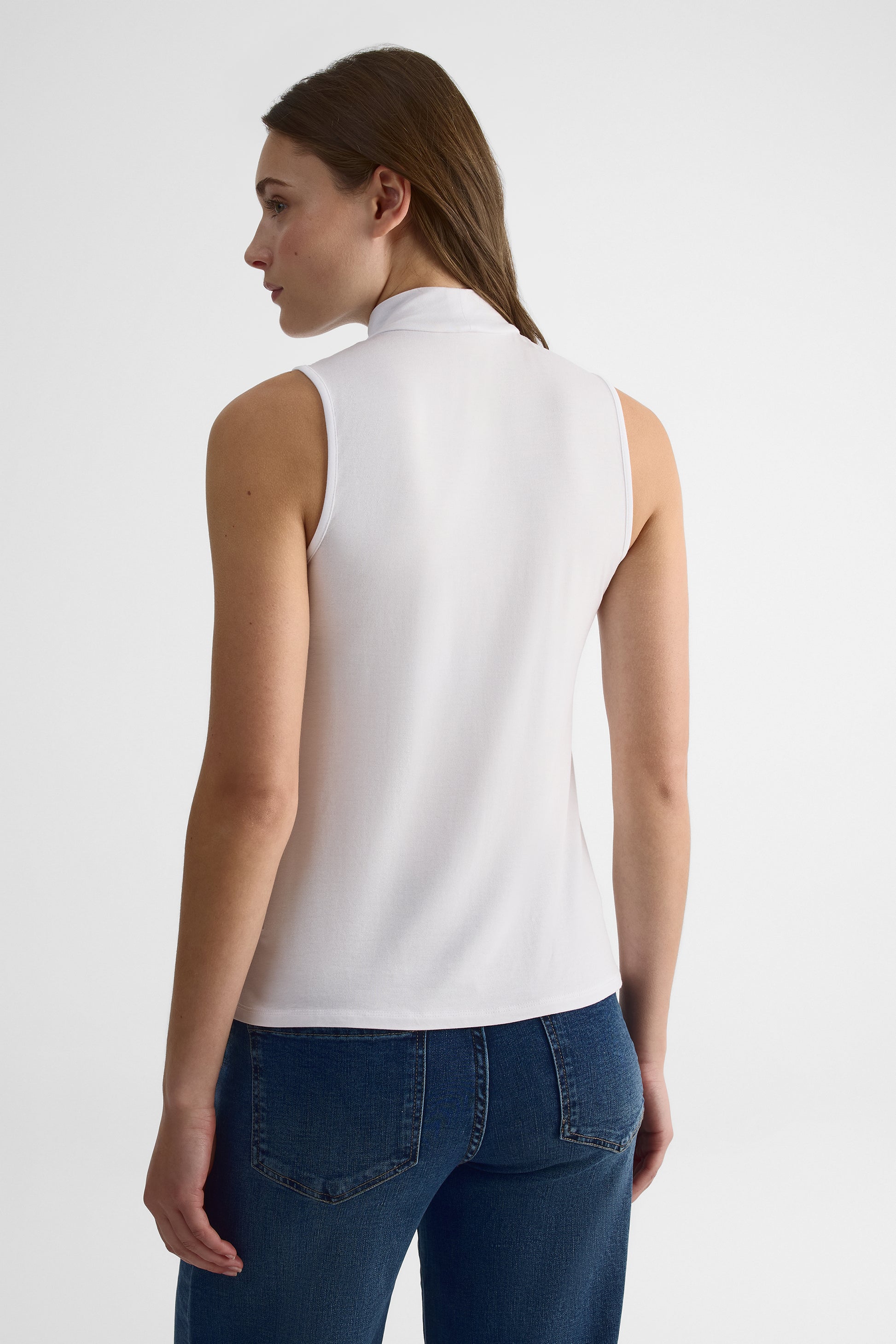 Camisole col montant en stretch – Femme && BLANC