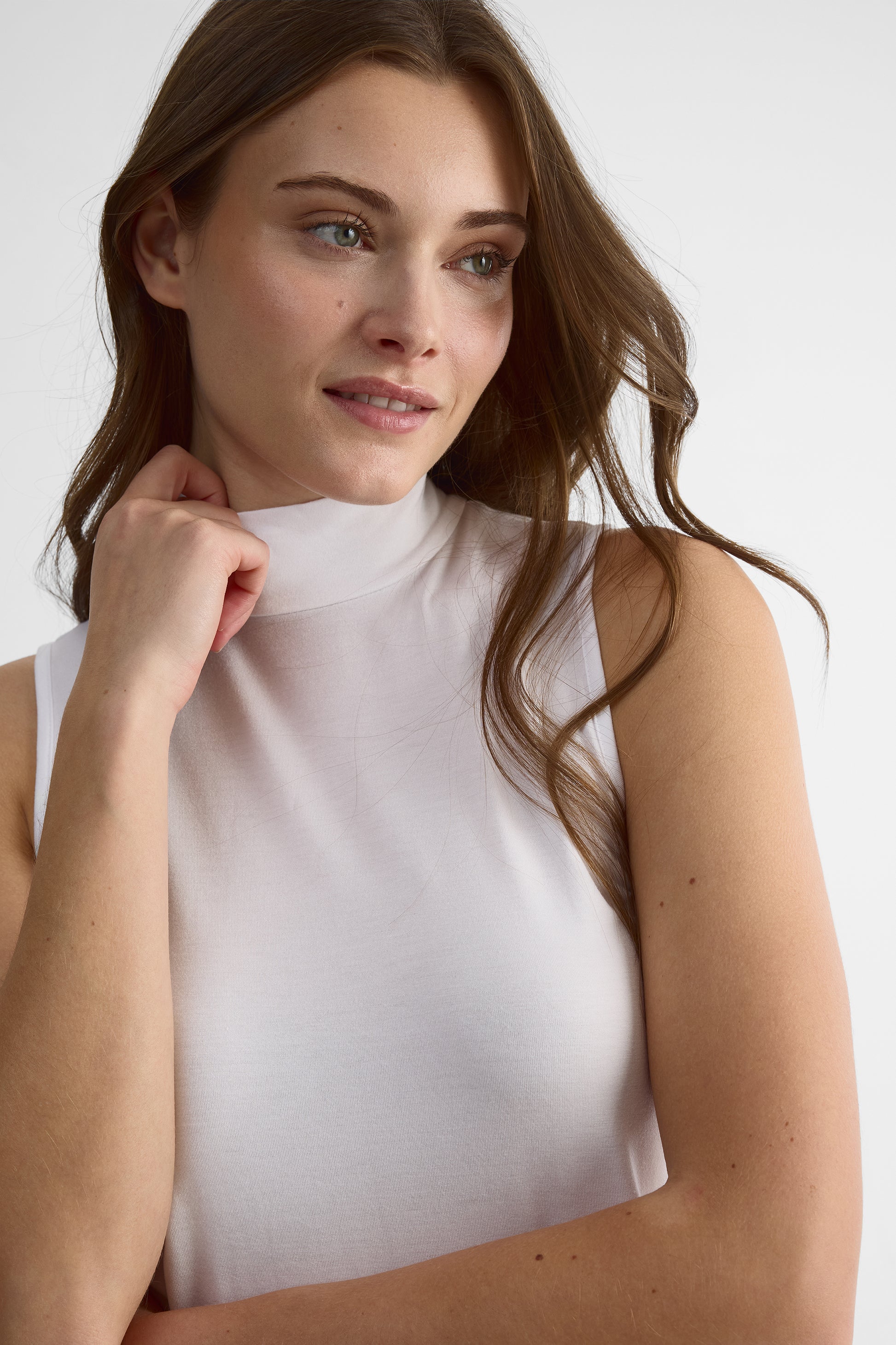 Camisole col montant en stretch – Femme && BLANC