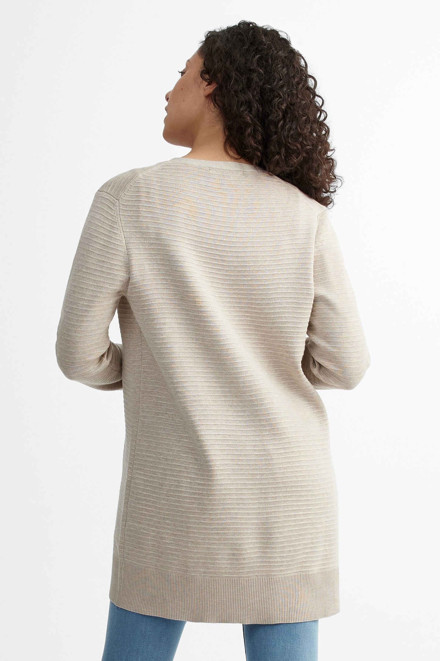Cardigan long tricot Ottoman - Femme && OATMEAL