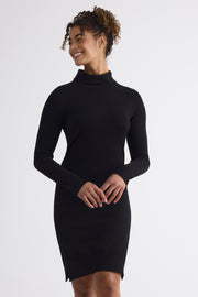 Robe col roulé coupe semi-ajustée - Femme && NOIR