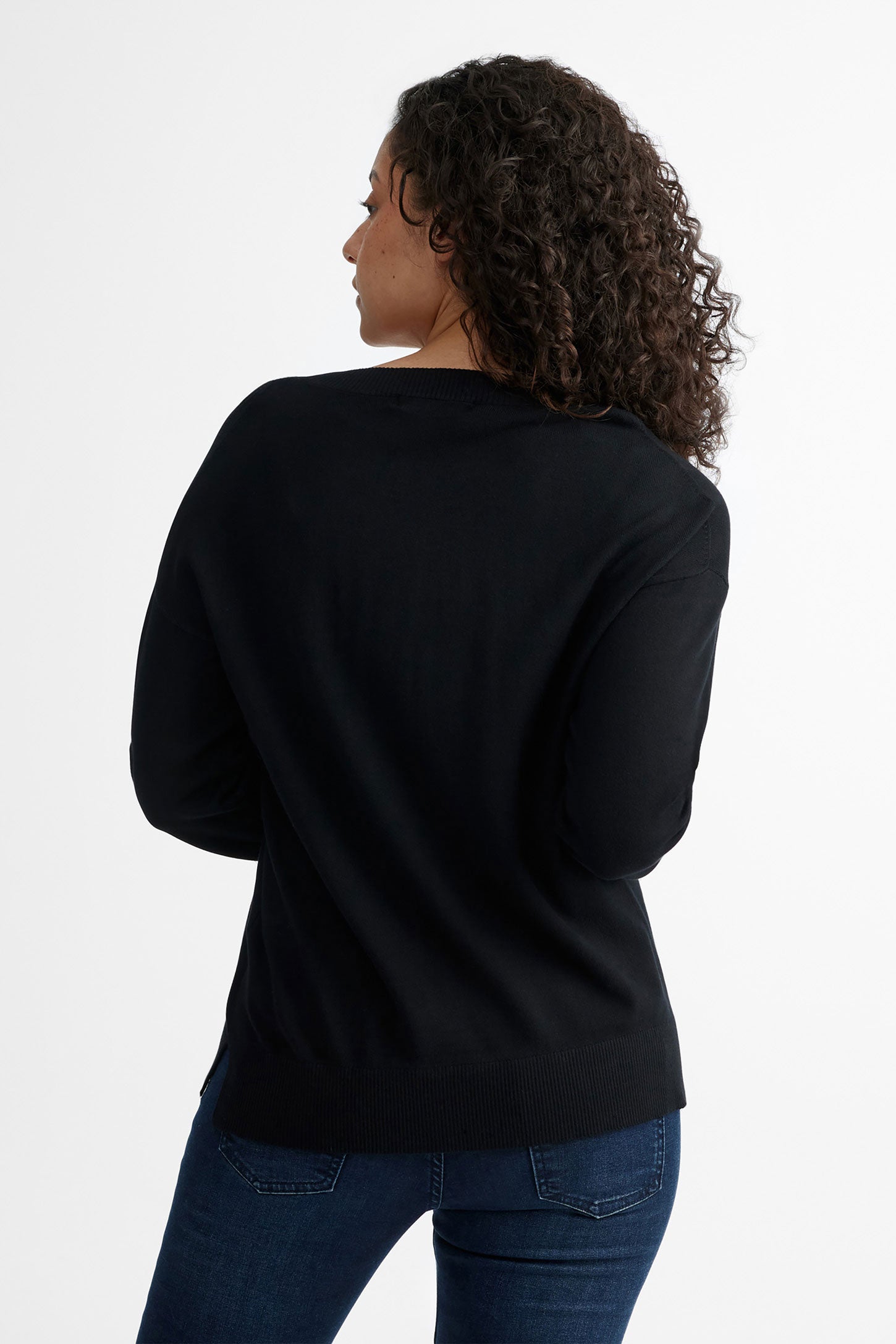 Chandail tricot col rond - Femme && NOIR