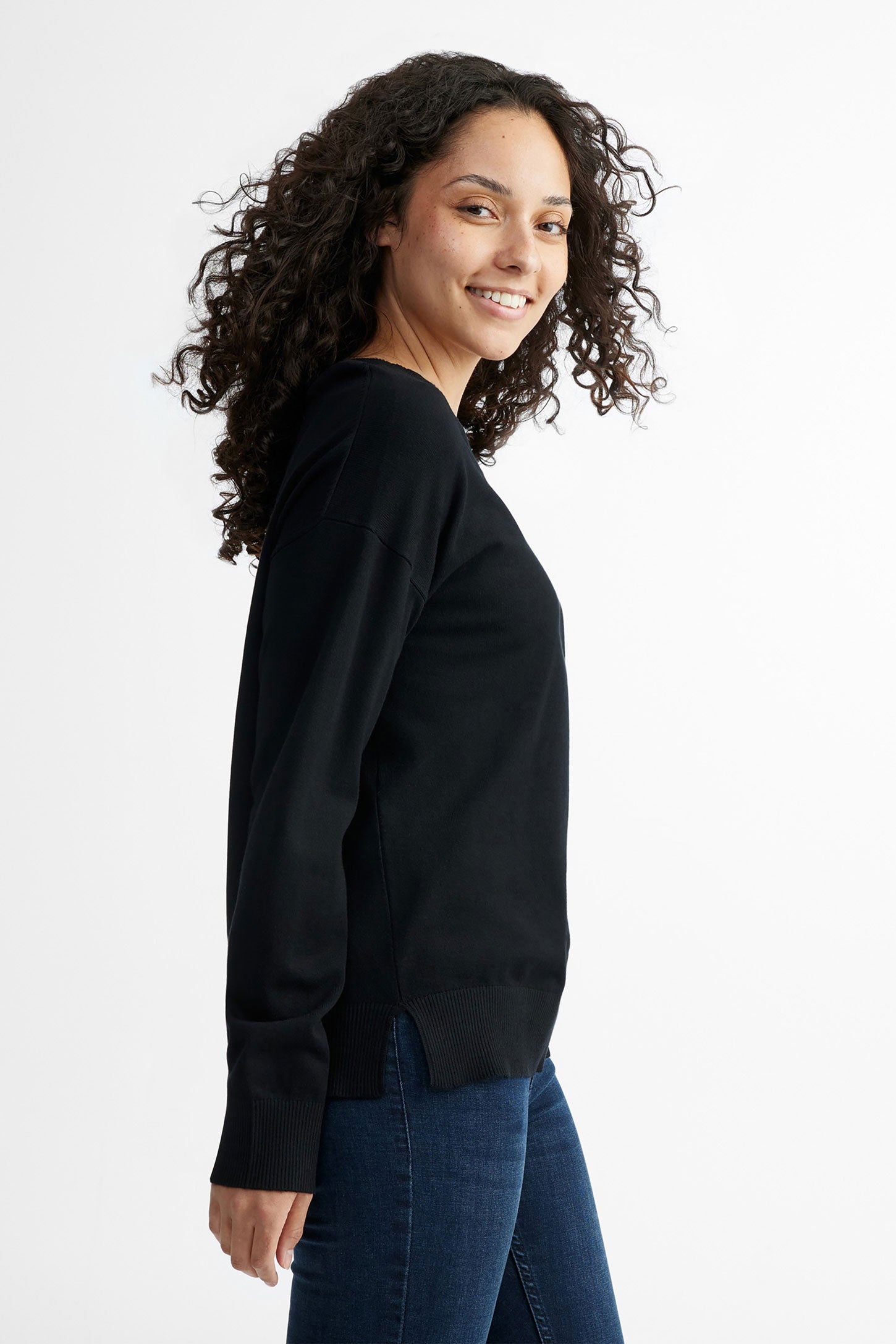 Chandail tricot col rond - Femme && NOIR