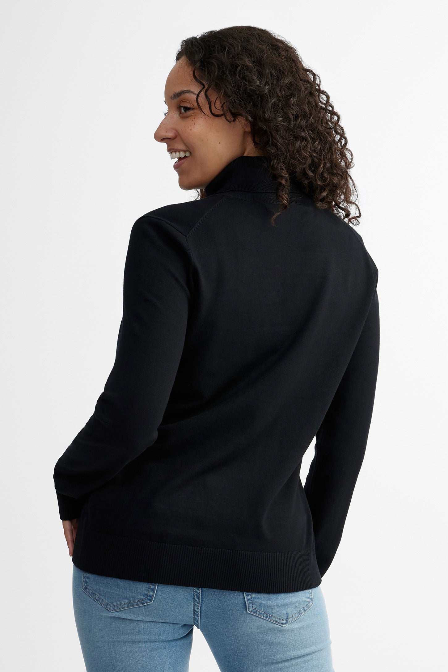 Chandail col roulé tricot - Femme && NOIR