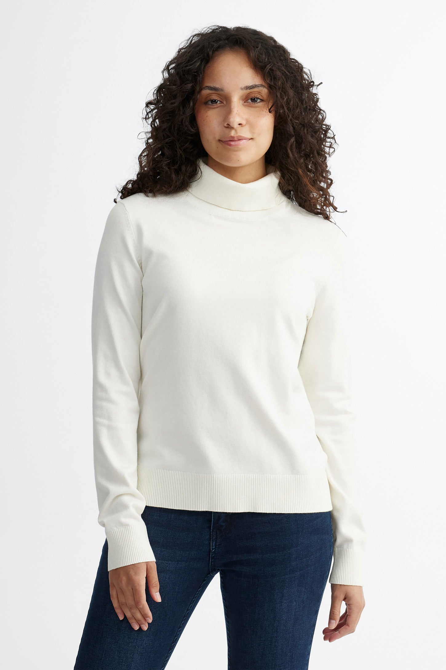 Chandail col roulé tricot - Femme && BEIGE