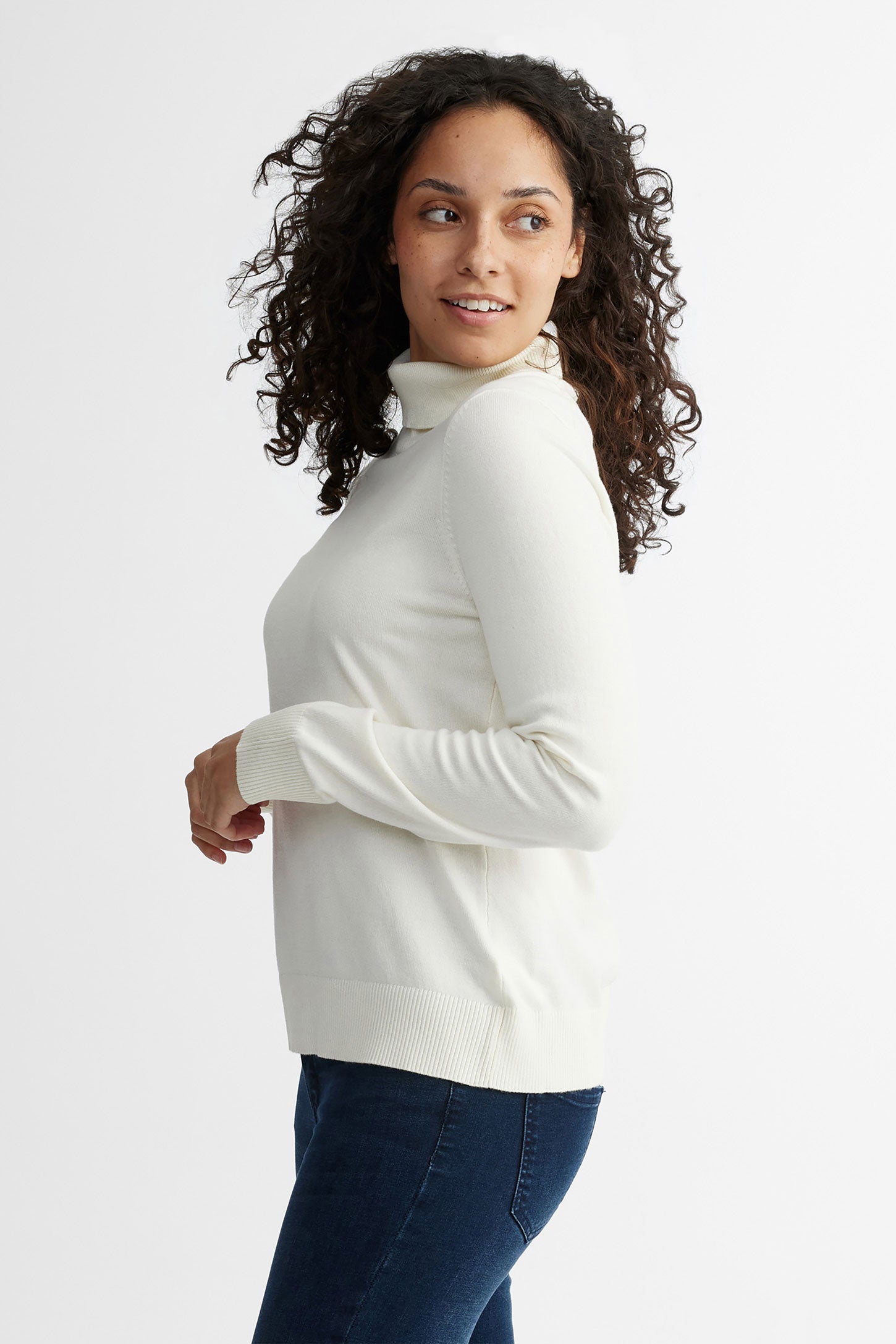 Chandail col roulé tricot - Femme && BEIGE