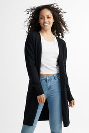 Cardigan long en tricot - Femme && NOIR