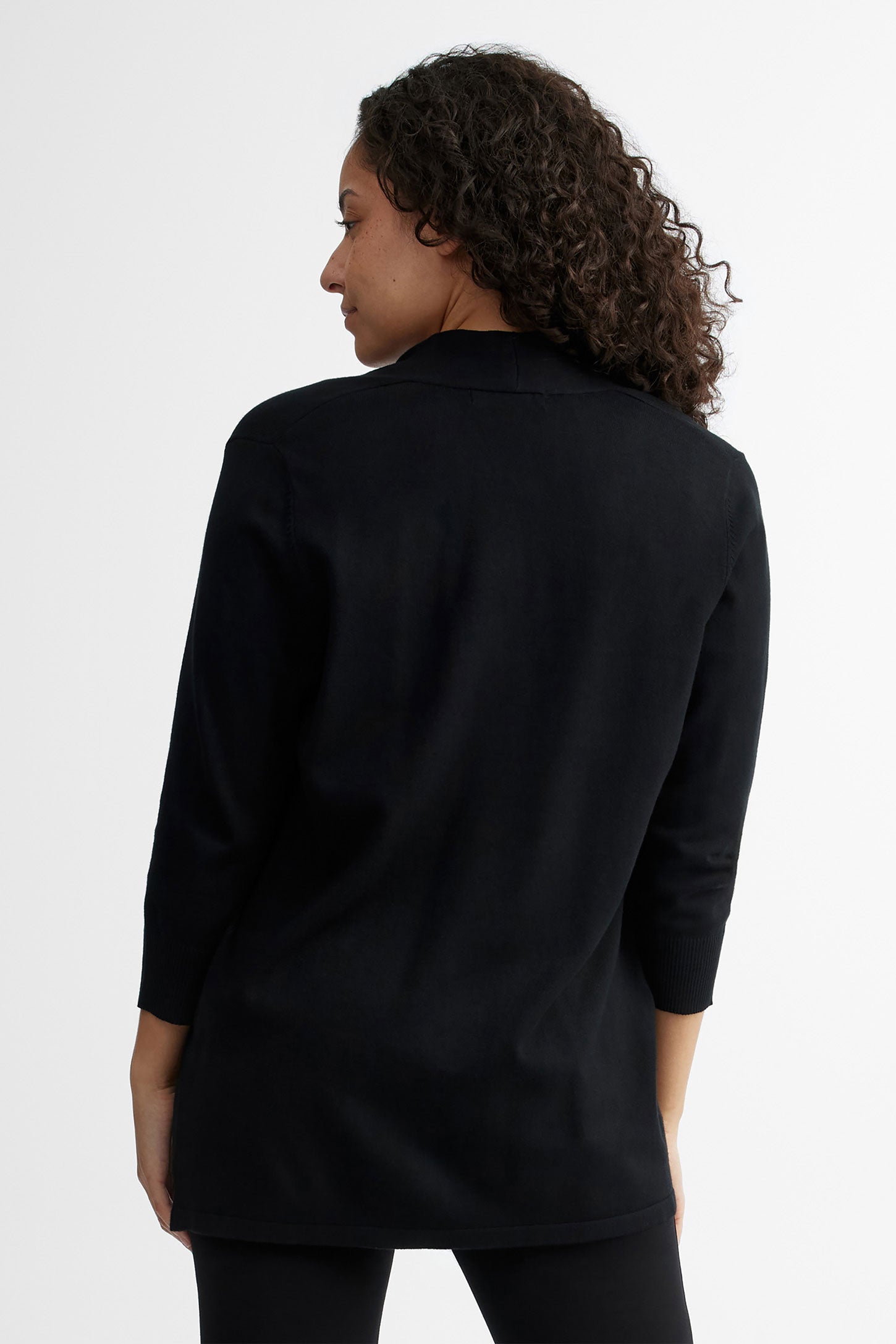 Cardigan manches 3/4 en tricot - Femme && NOIR