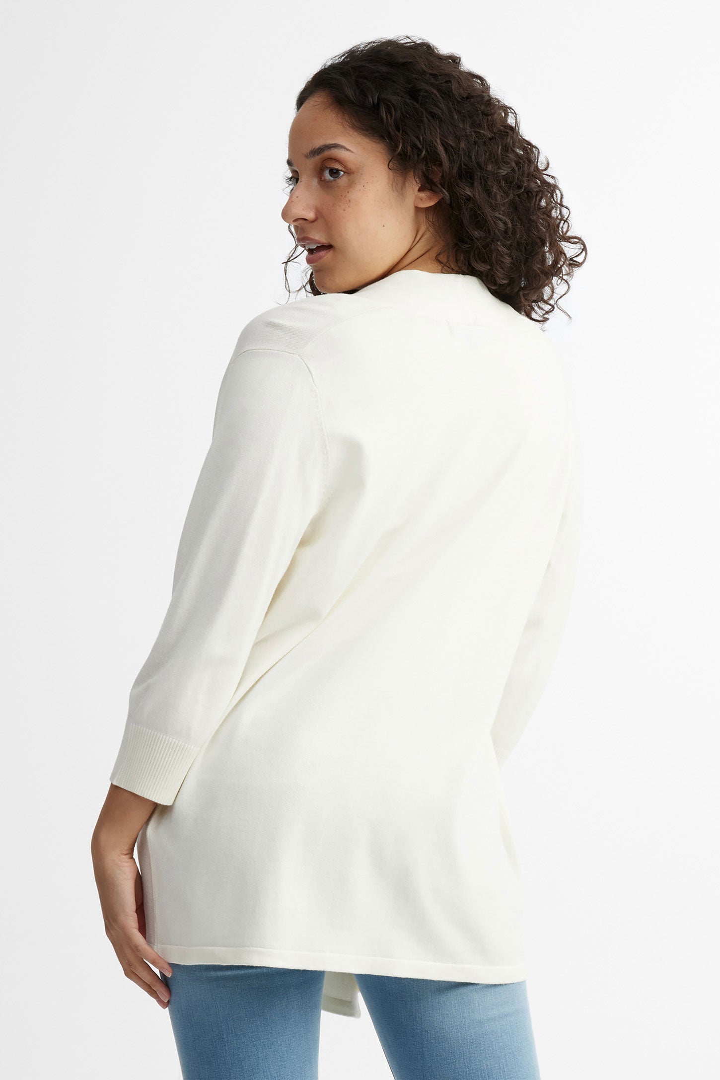 Cardigan manches 3/4 en tricot - Femme && BEIGE