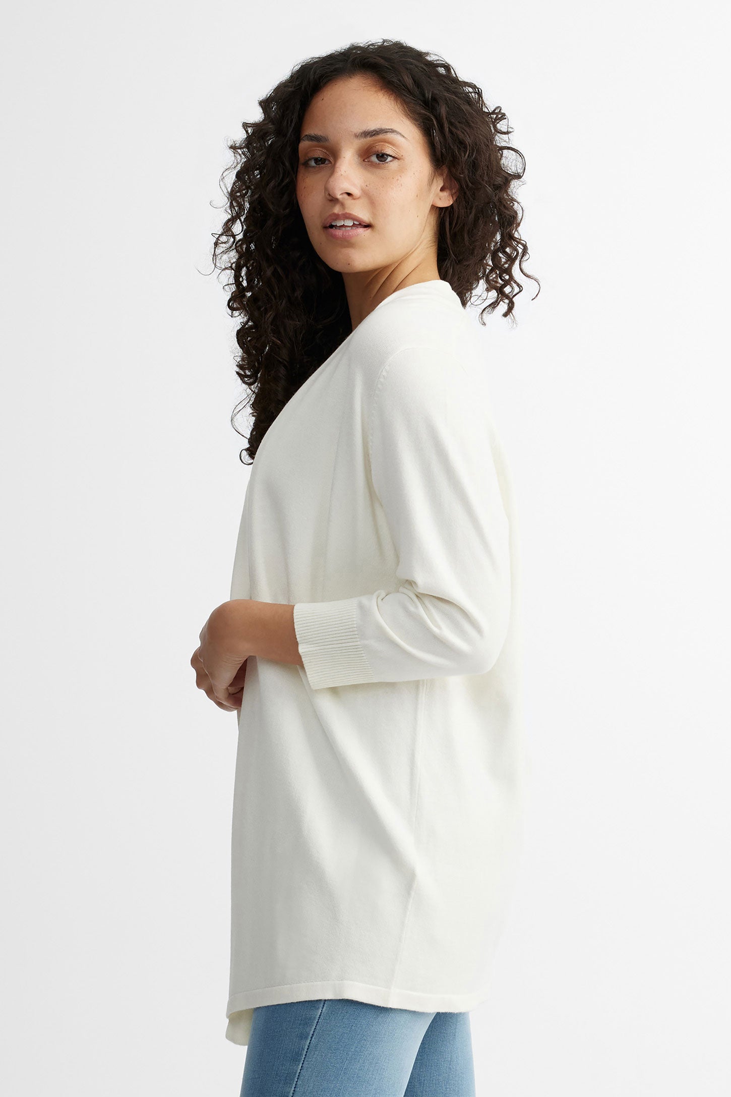 Cardigan manches 3/4 en tricot - Femme && BEIGE