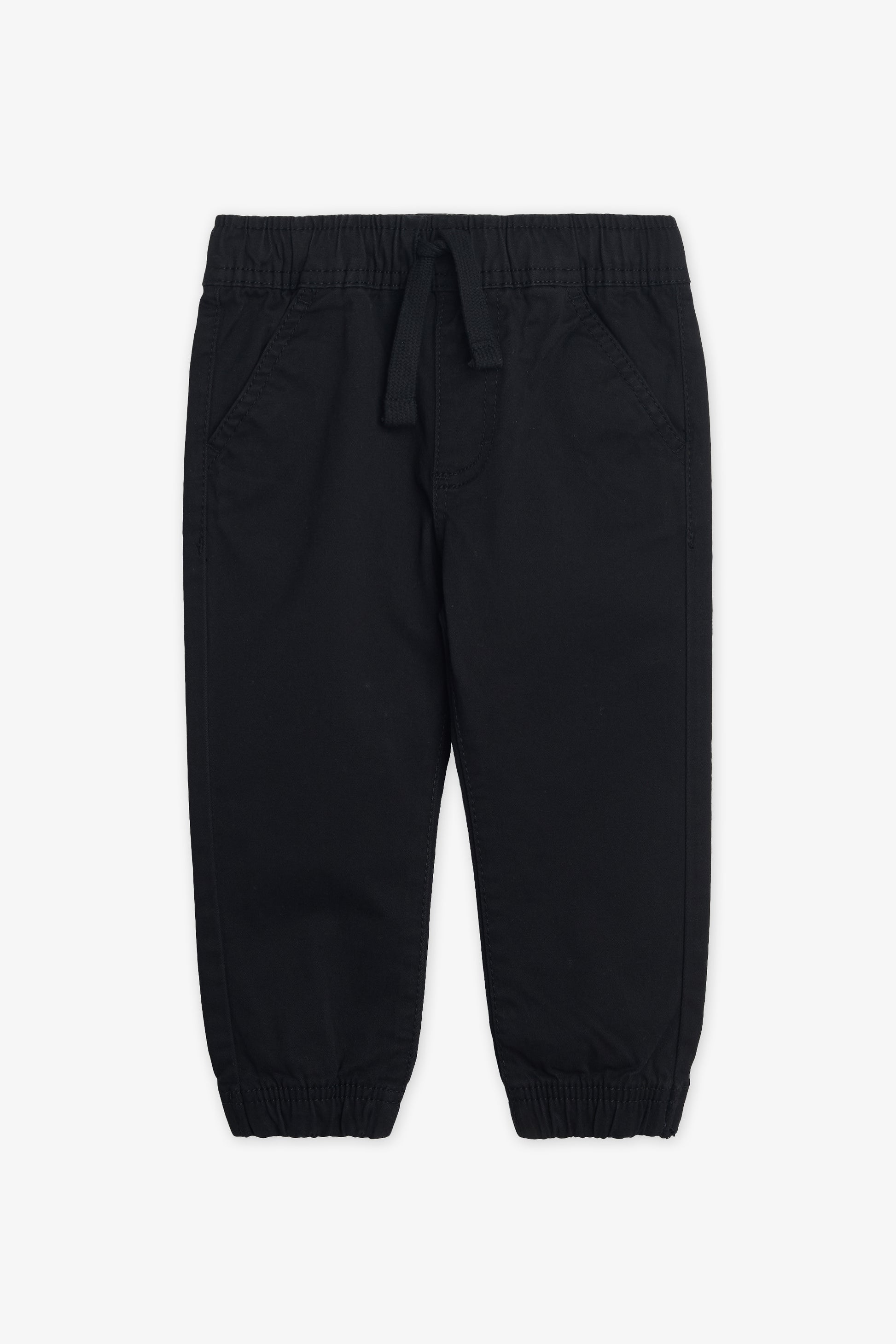 Pantalon jogger uni en coton - Bébé fille && NOIR